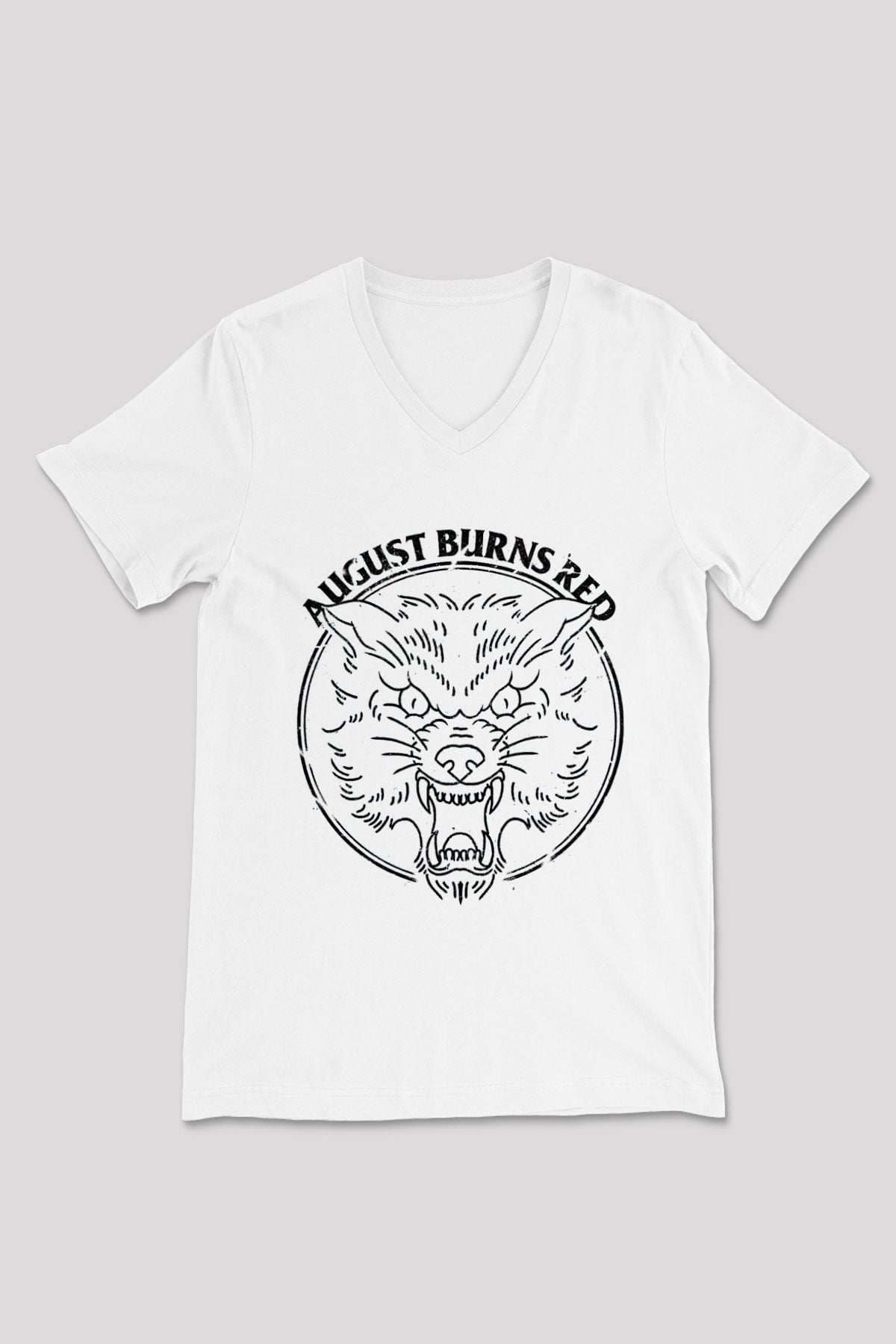 August Burns Red Beyaz Unisex V Yaka Tişört