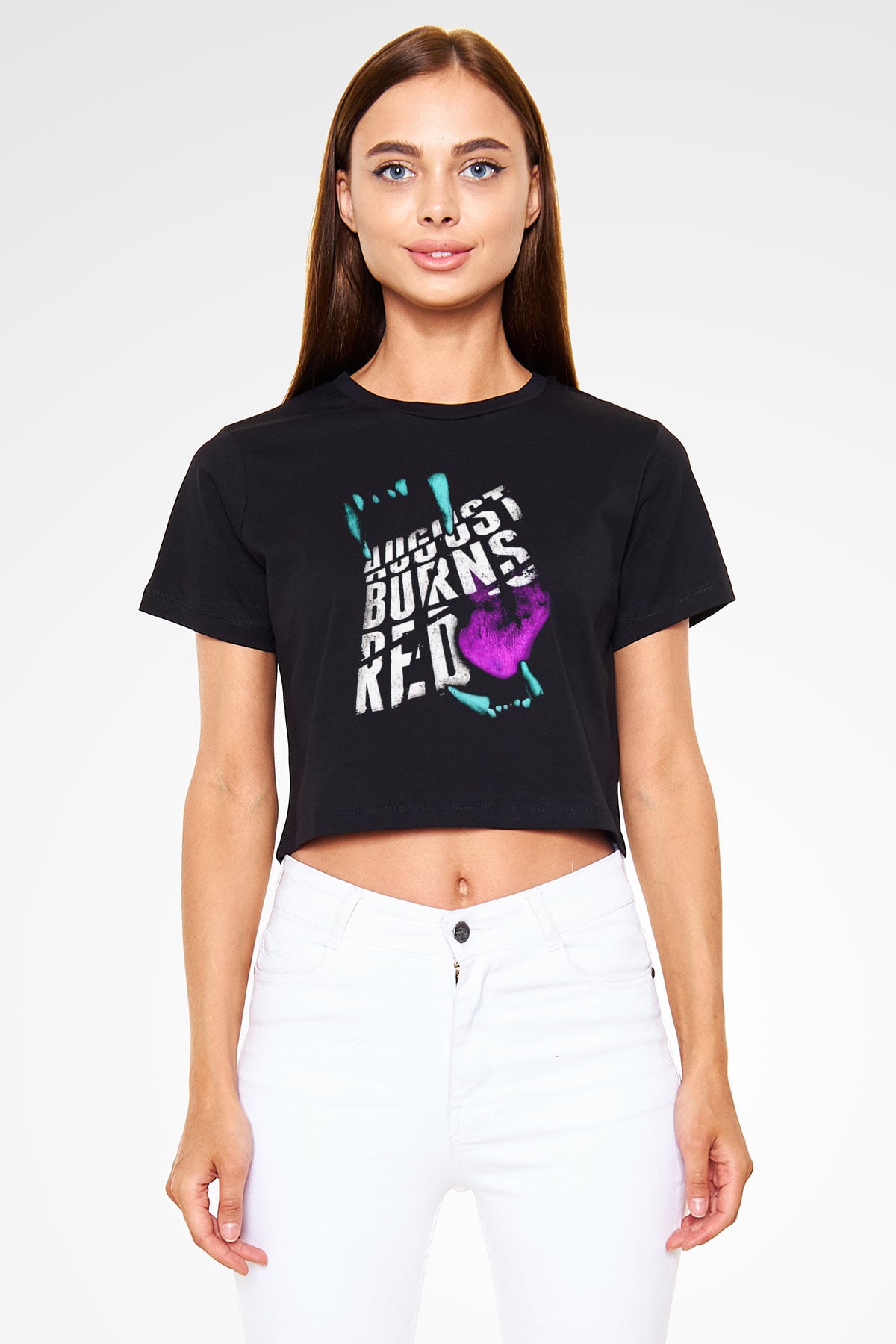 August Burns Red Siyah  Crop Top Tişört