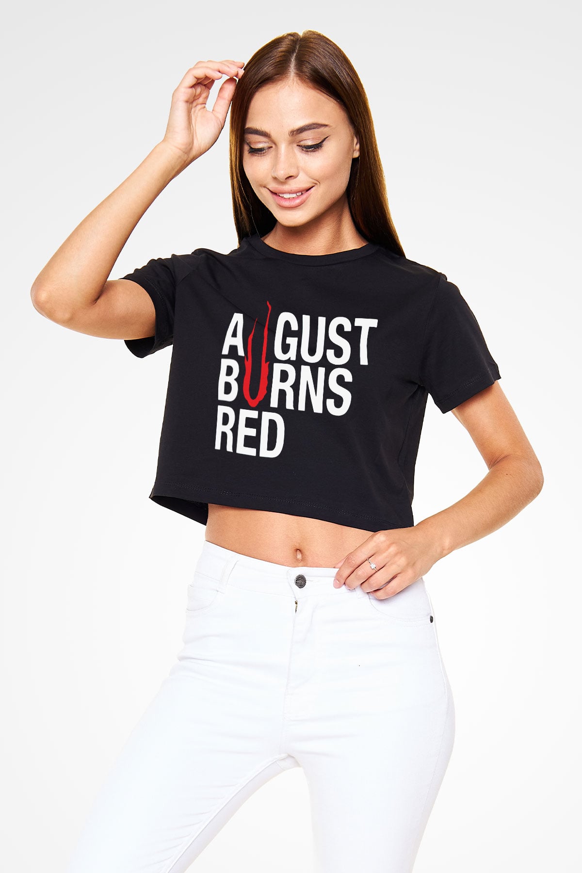 August Burns Red Siyah Crop Top Tişört