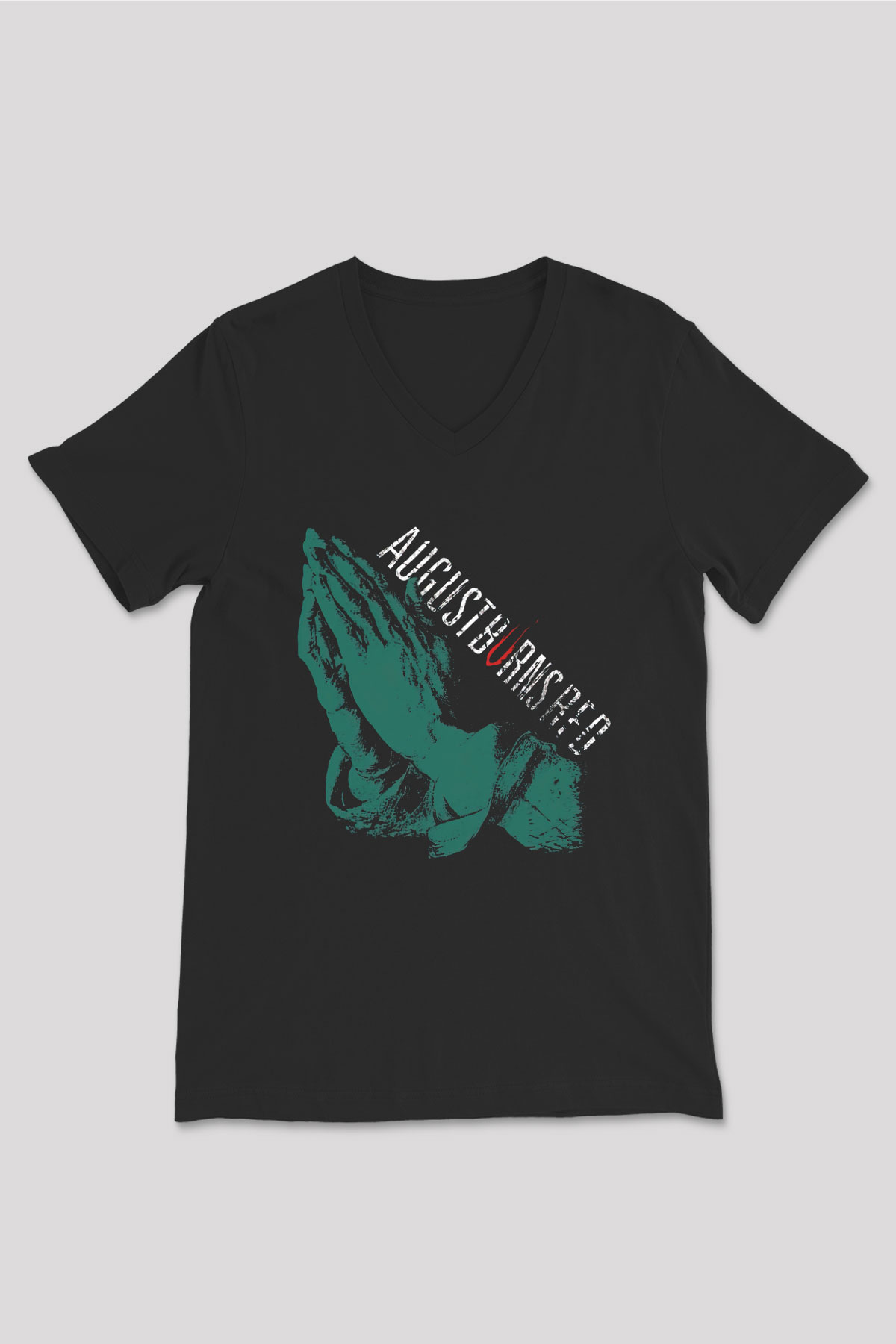 August Burns Red Siyah Unisex V Yaka Tişört T-Shirt