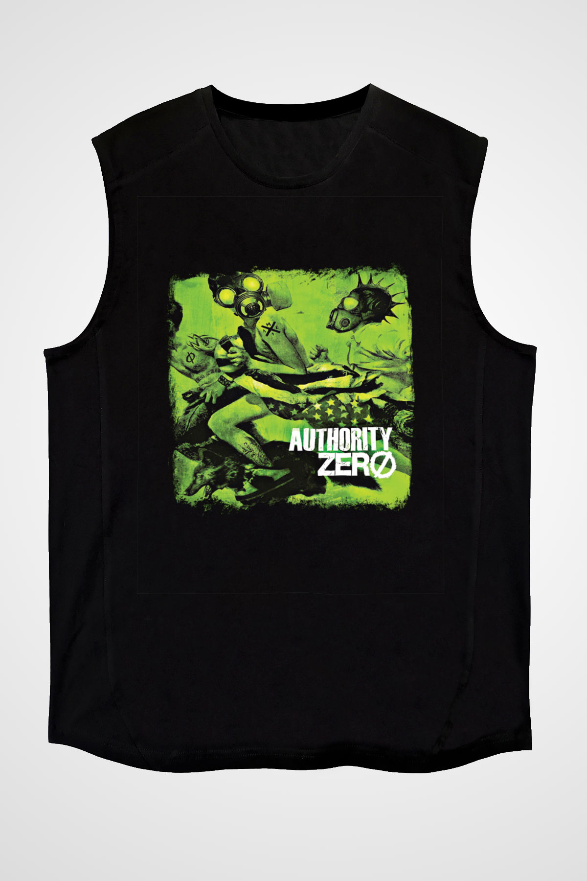 Authority Zero Baskılı Unisex Siyah Kolsuz Tişört