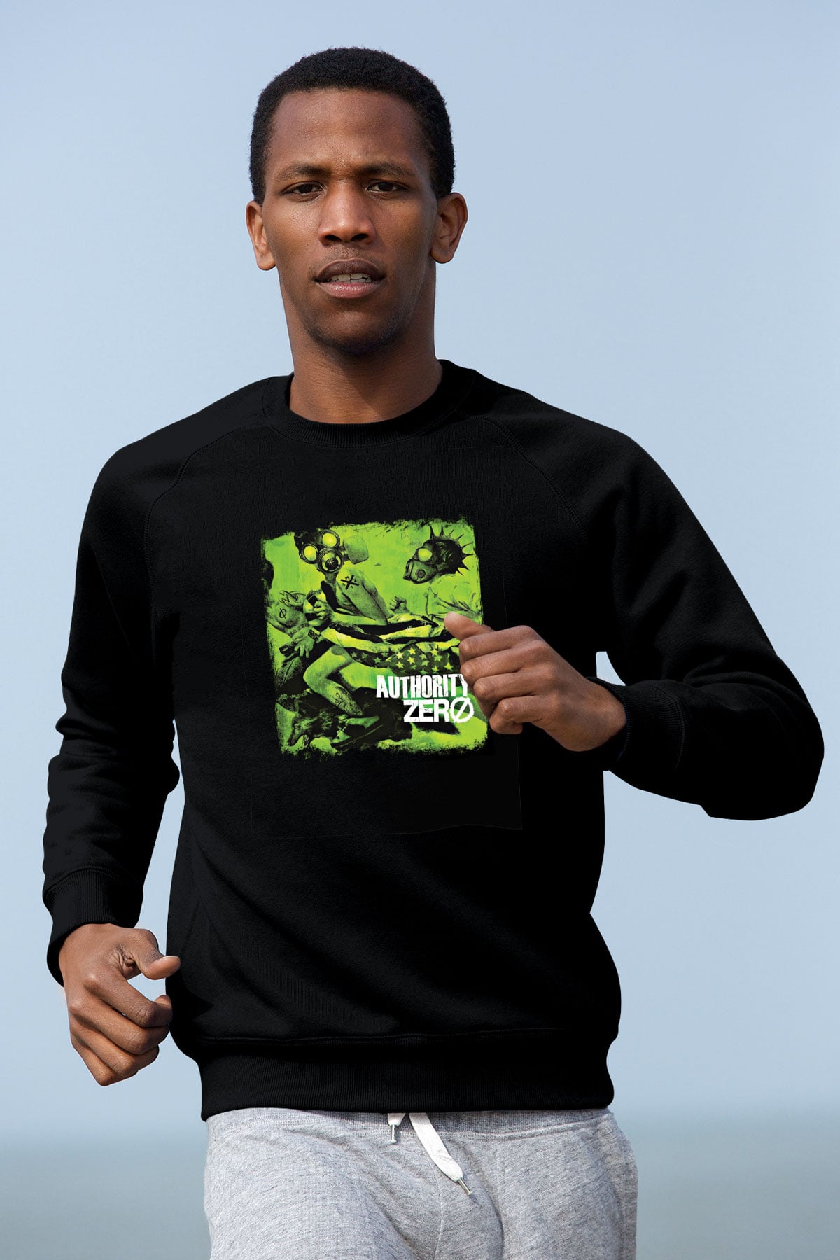 Authority Zero Baskılı Unisex Siyah Sweatshirt