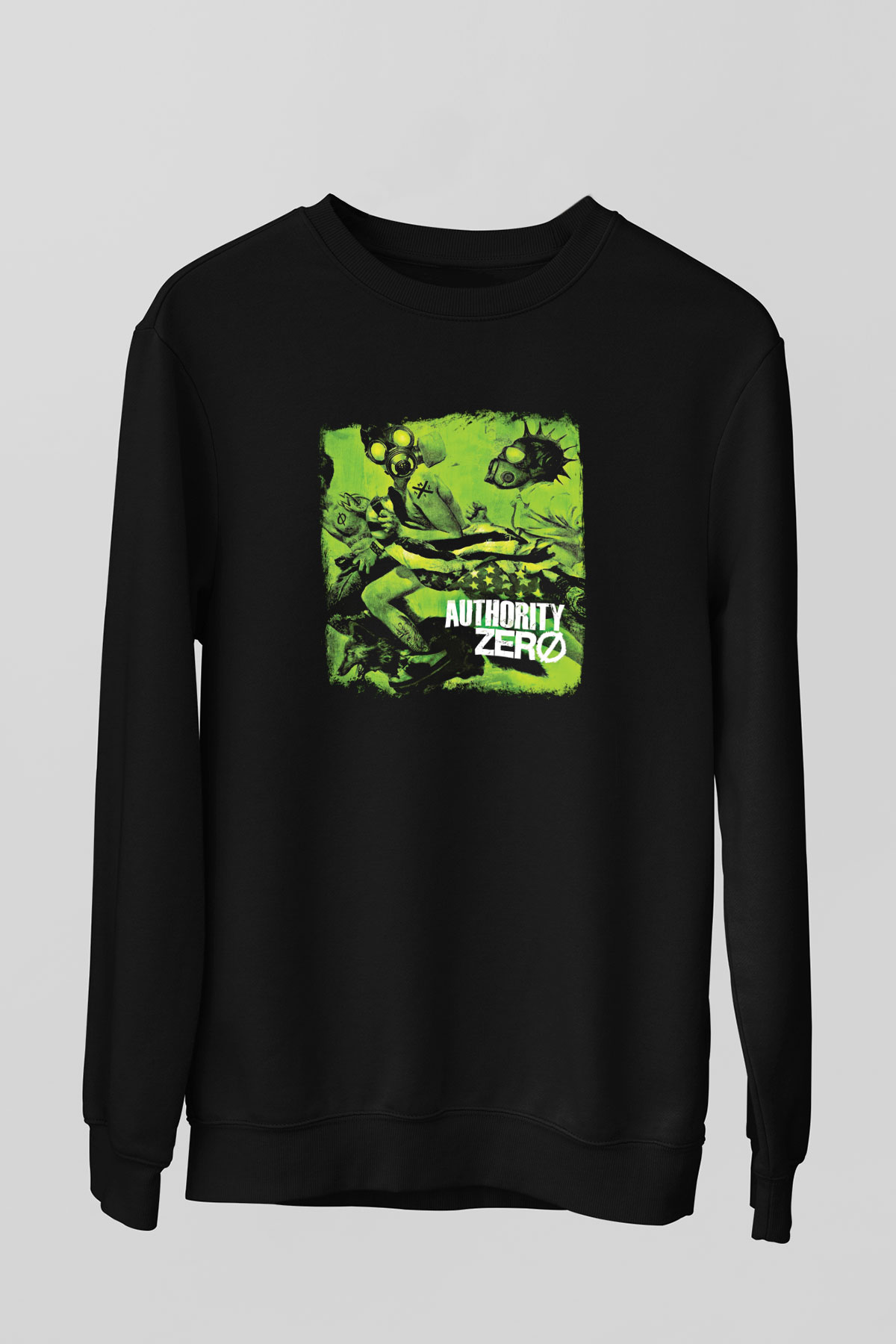 Authority Zero Baskılı Unisex Siyah Sweatshirt