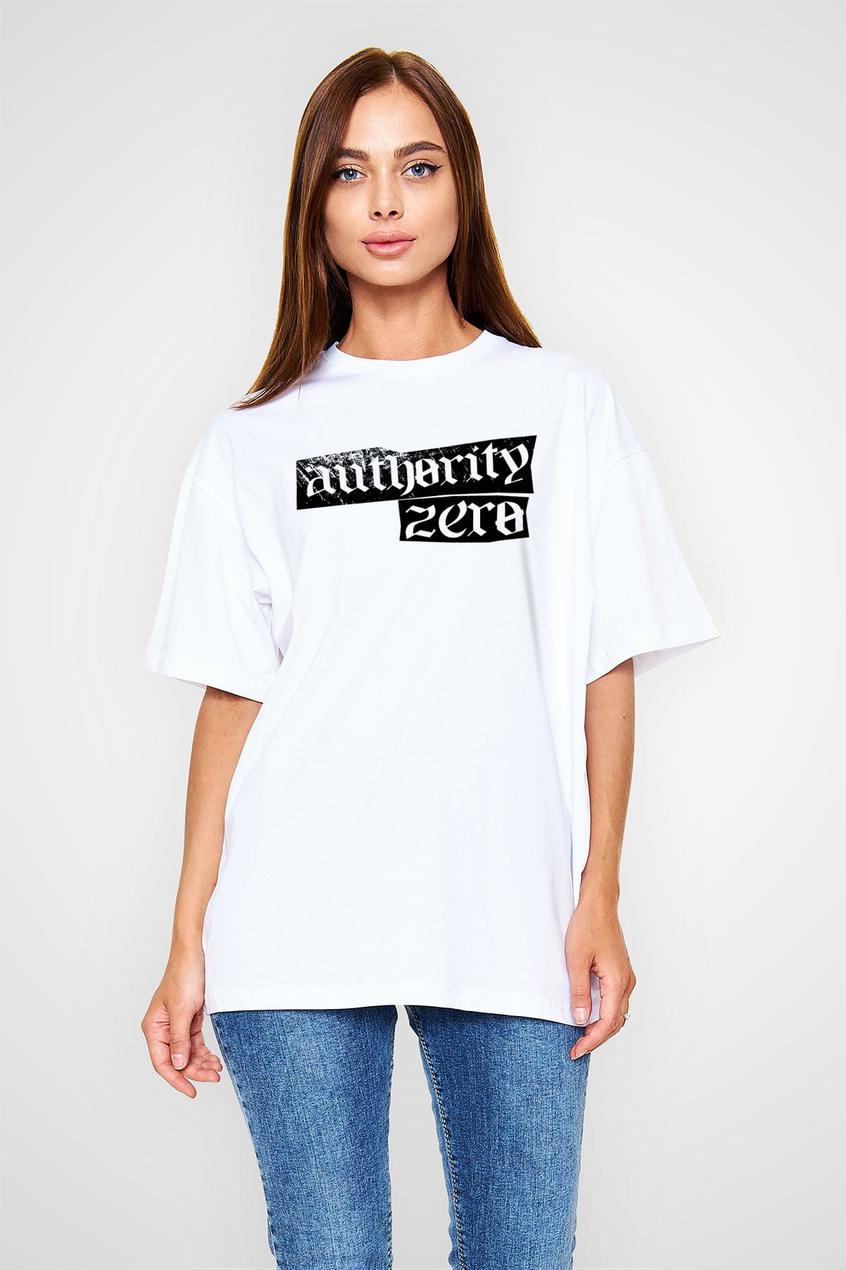 Authority Zero Beyaz Unisex Tişört T-Shirt - TişörtFabrikası