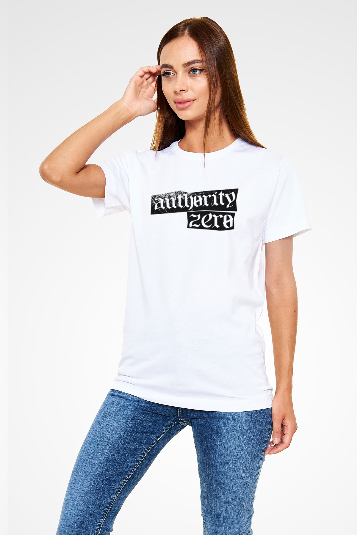 Authority Zero Beyaz Unisex Tişört T-Shirt - TişörtFabrikası