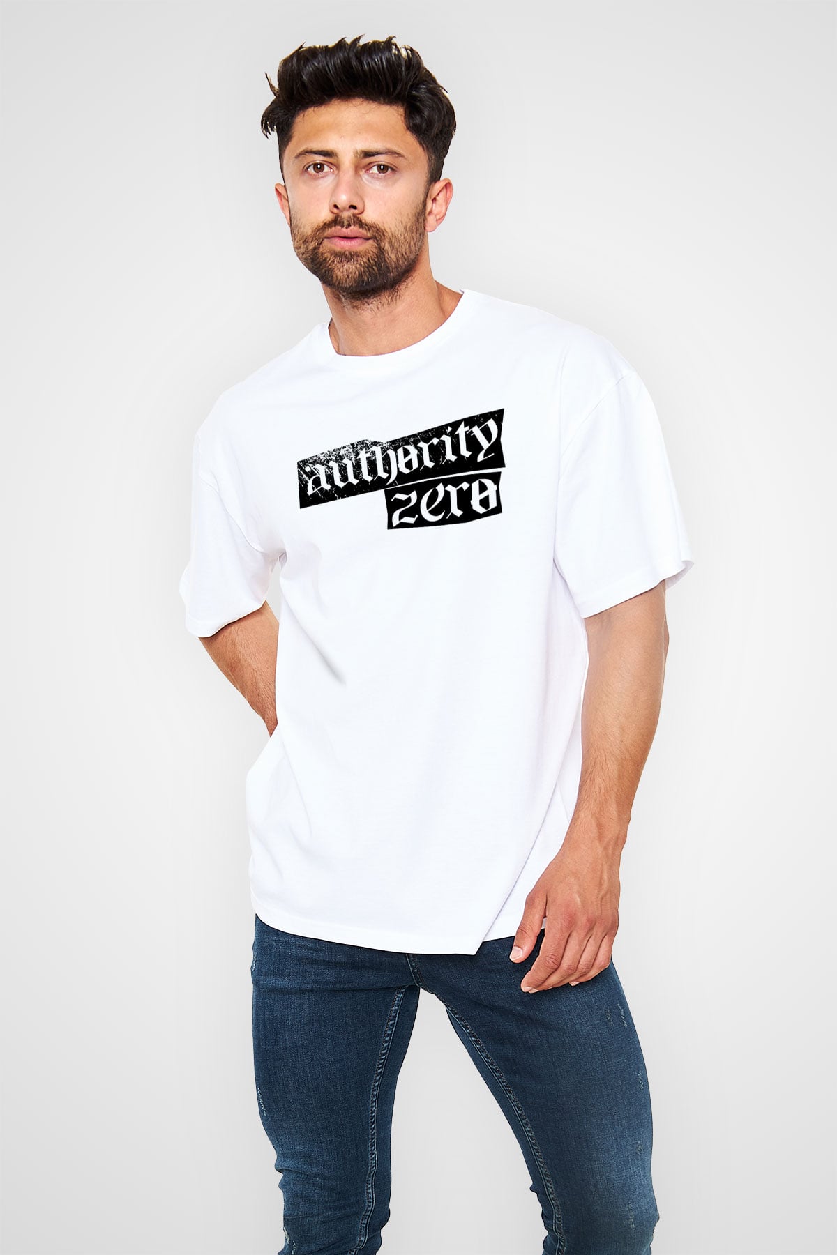 Authority Zero Beyaz Unisex Tişört T-Shirt - TişörtFabrikası