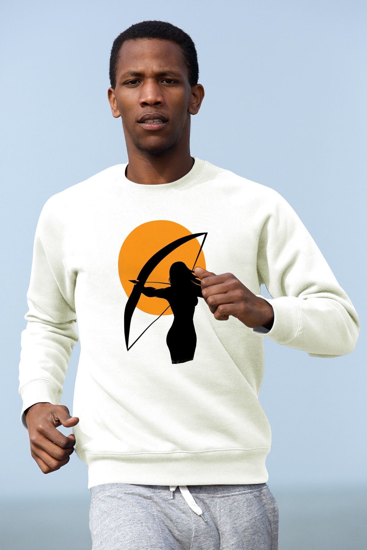 Avcı Beyaz Unisex Sweatshirt