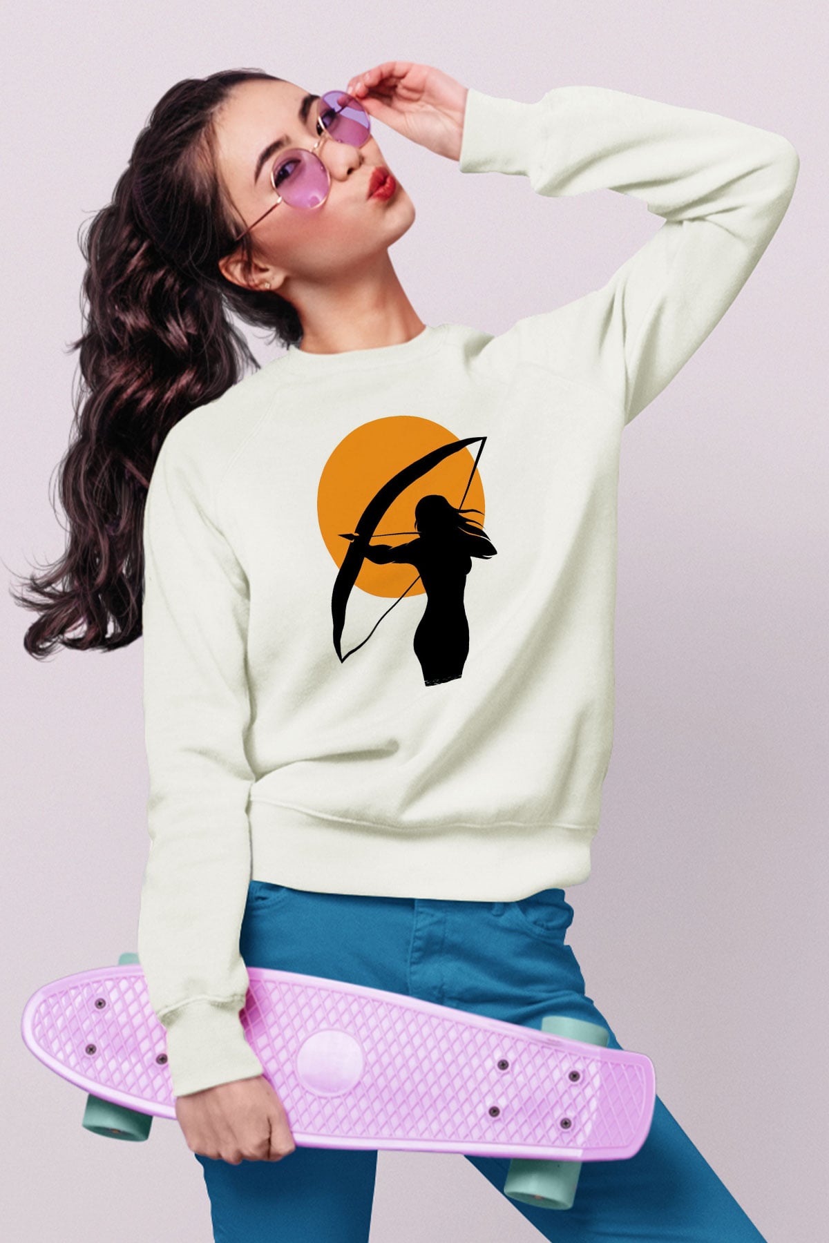 Avcı Beyaz Unisex Sweatshirt