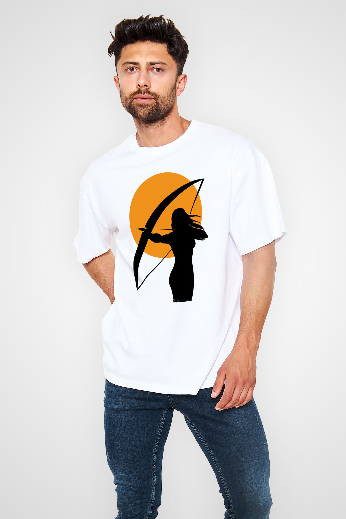 Avcı Beyaz Unisex Tişört T-Shirt - TişörtFabrikası