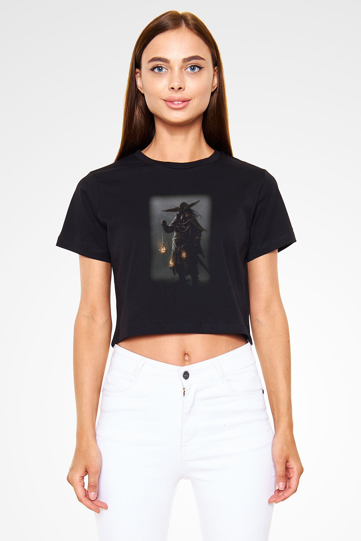 Avcı Siyah  Crop Top Tişört