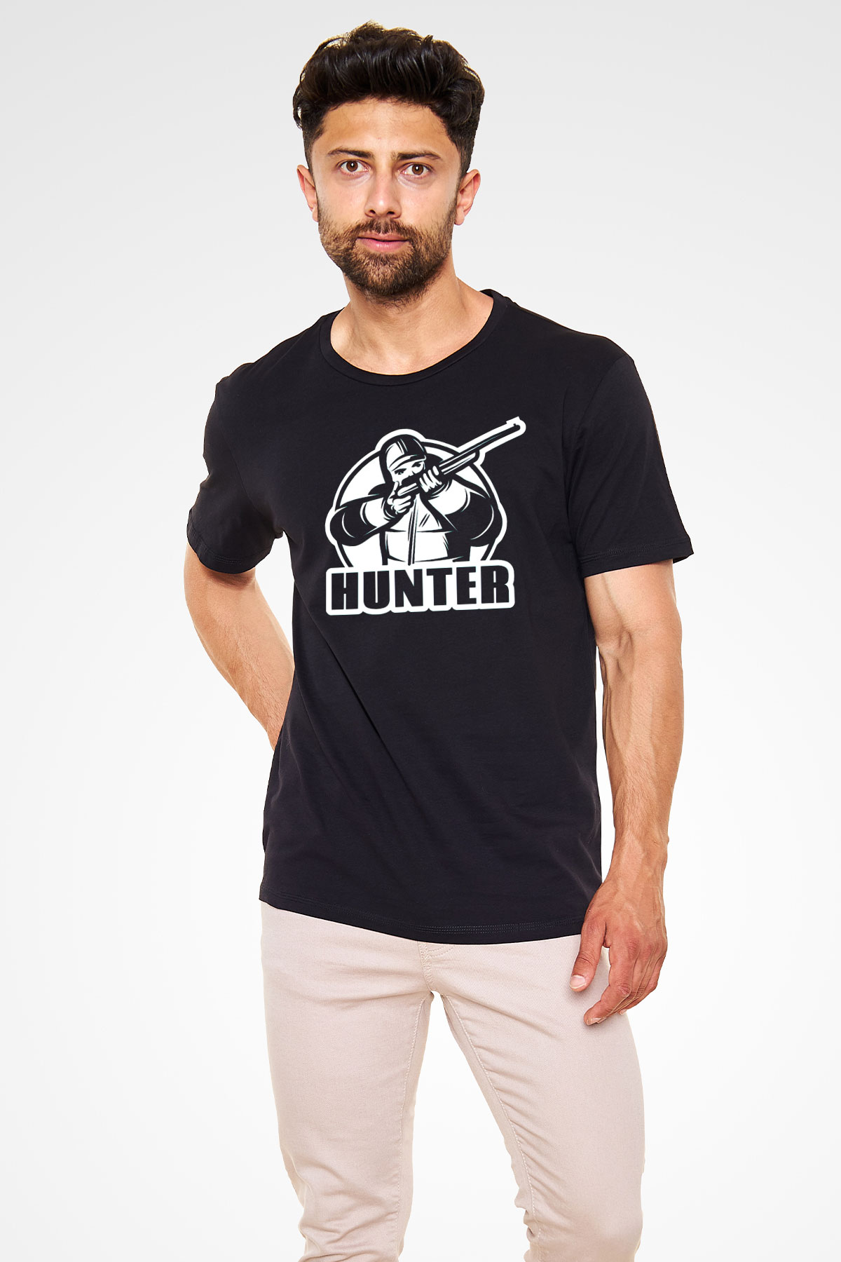 Avcı Siyah Unisex Tişört T-Shirt - TişörtFabrikası