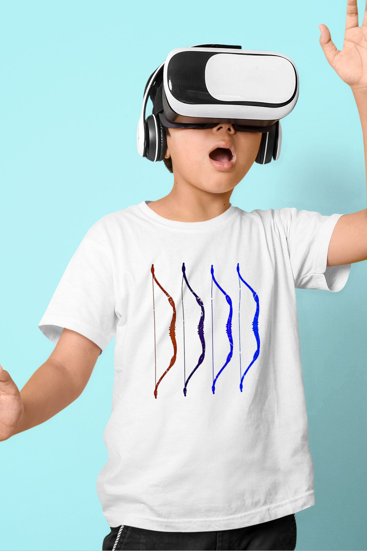 Avcılık Baskılı Unisex Beyaz Çocuk Tişört - Tshirt