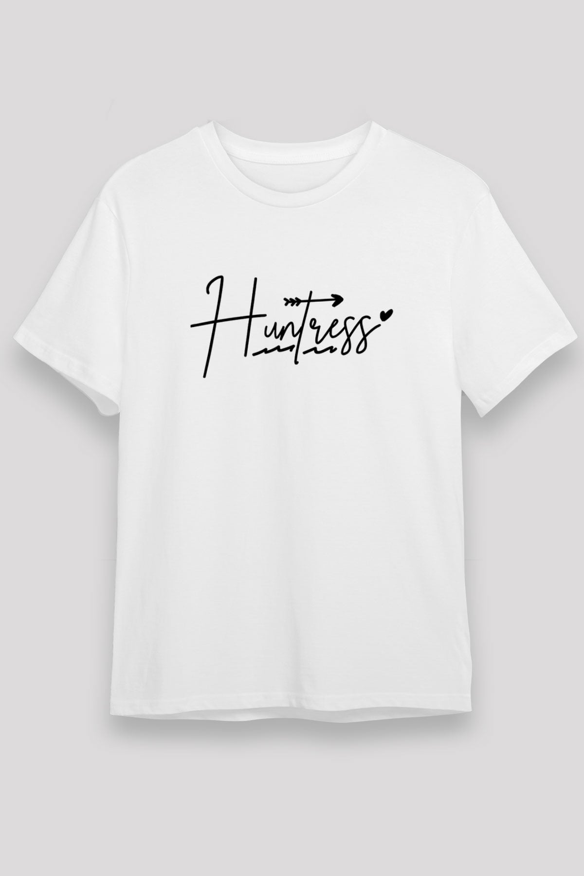 Avcılık Baskılı Unisex Beyaz Tişört - Tshirt