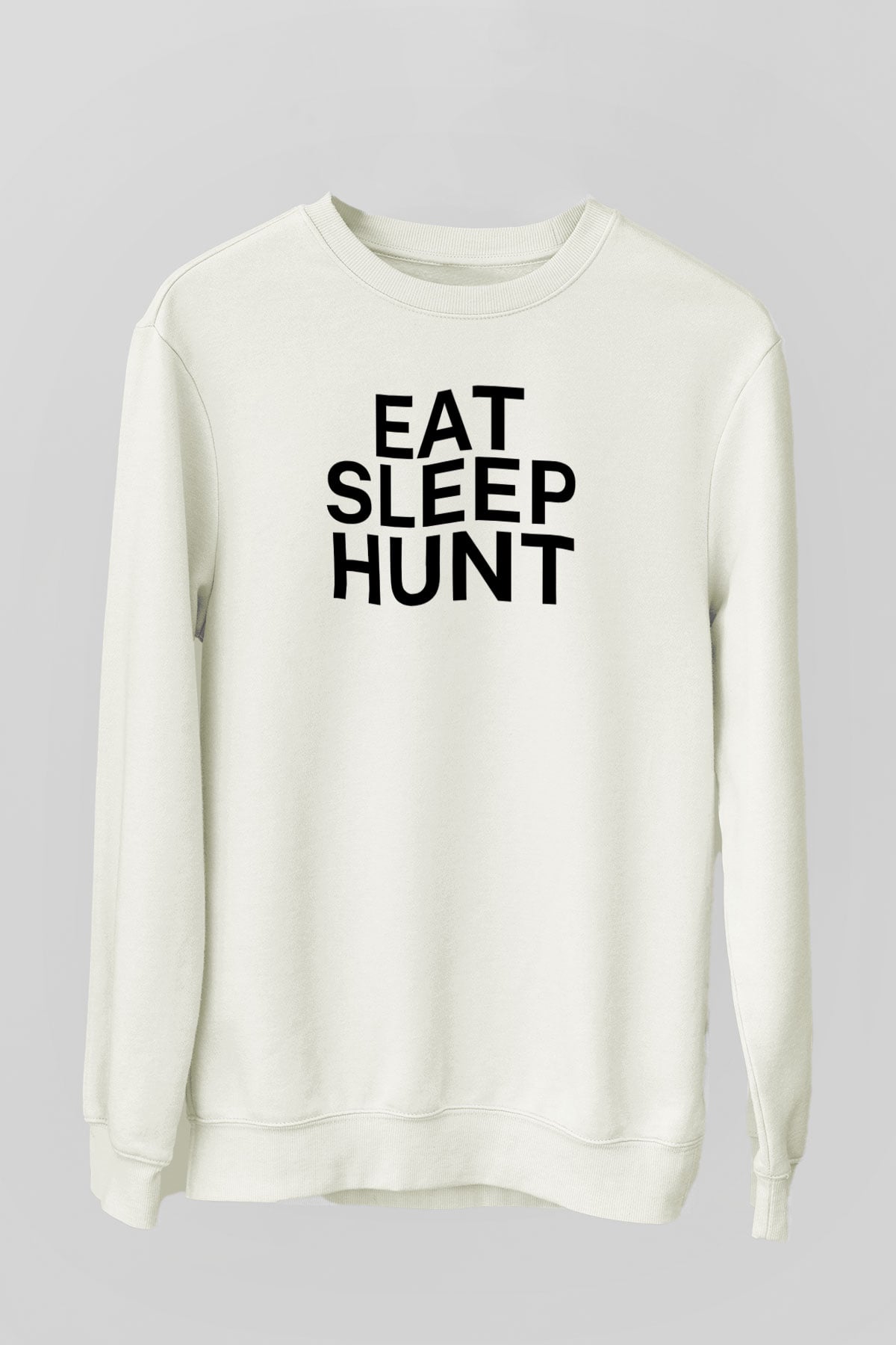 Avcılık Baskılı Unisex Ekru Sweatshirt