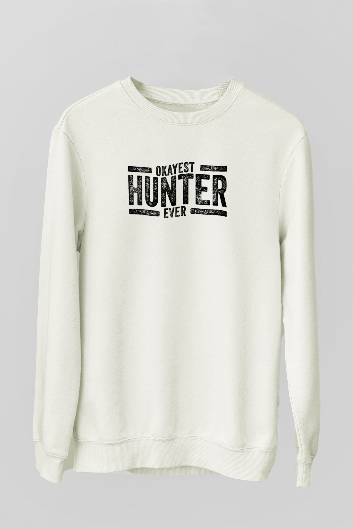 Avcılık Baskılı Unisex Ekru Sweatshirt