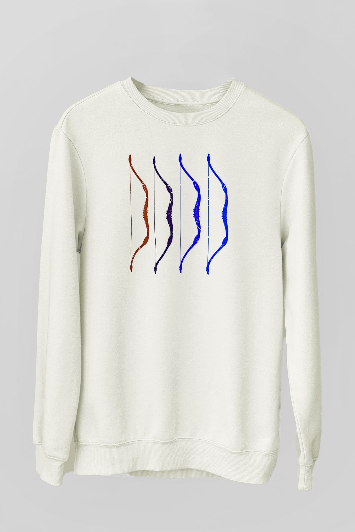Avcılık Baskılı Unisex Ekru Sweatshirt