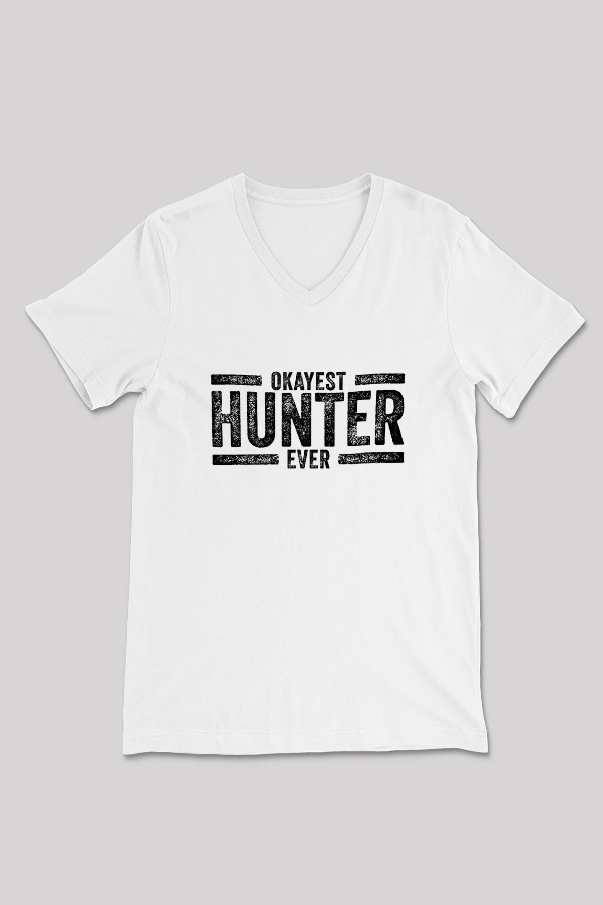 Avcılık Baskılı Unisex V Yaka Tişört - Tshirt