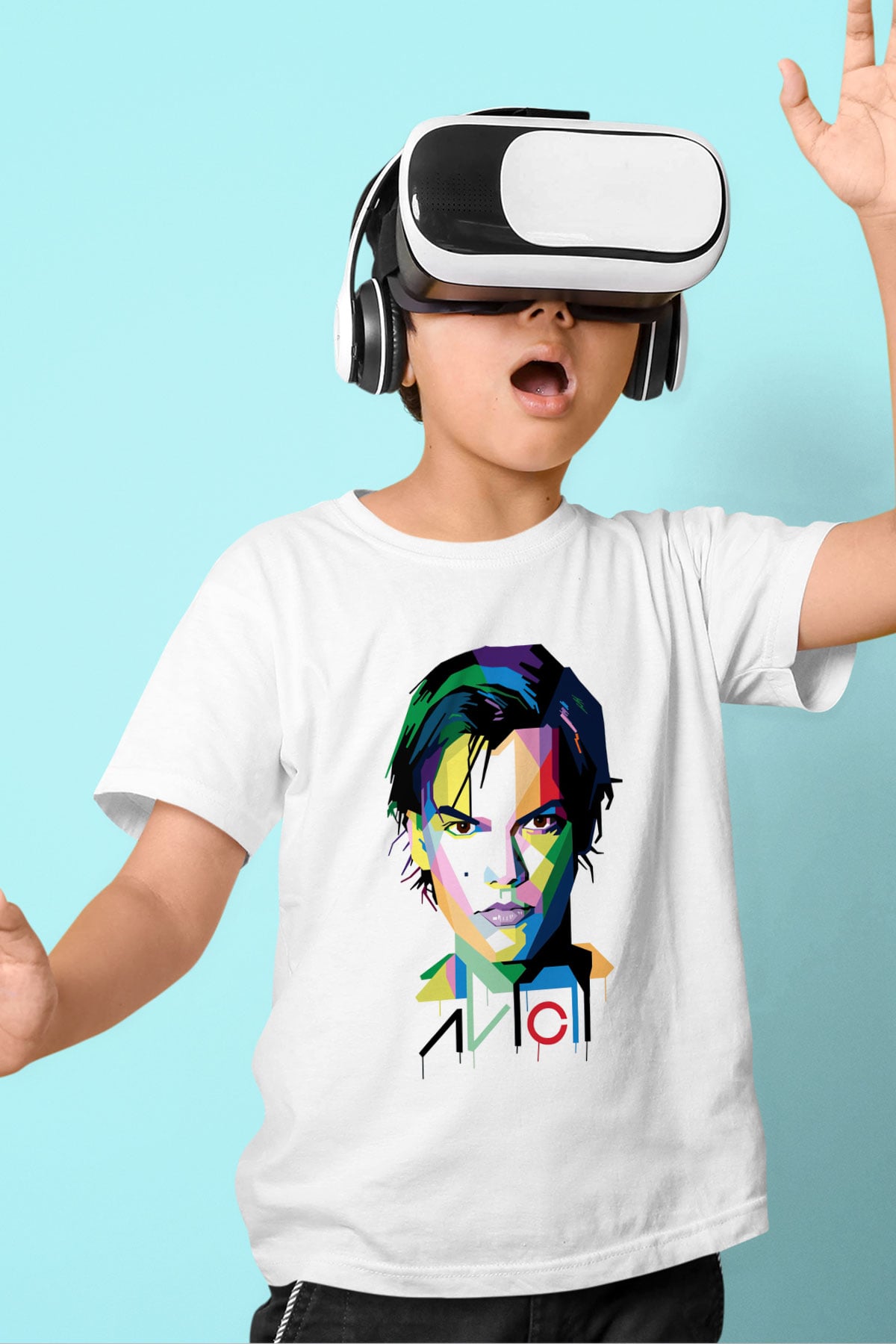 Avicii Baskılı Beyaz Unisex Çocuk Tişört