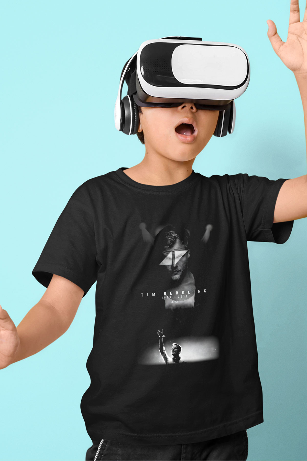 Avicii Baskılı Siyah Unisex Çocuk Tişört
