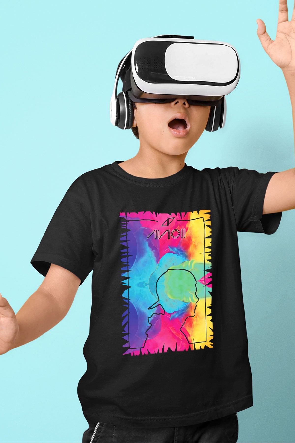 Avicii Baskılı Siyah Unisex Çocuk Tişört