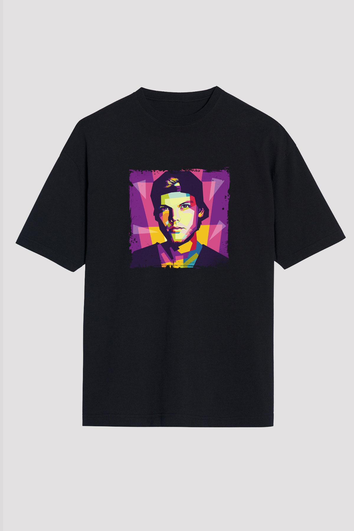 Avicii Baskılı Unisex Oversize Siyah Tişört