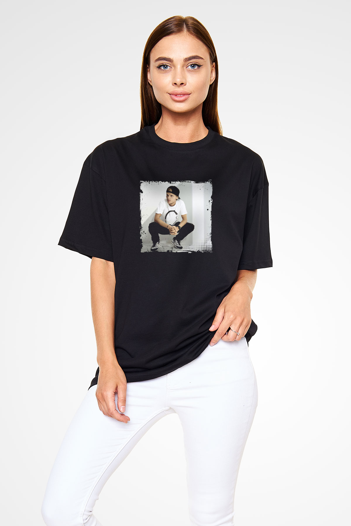 Avicii Baskılı Unisex Oversize Siyah Tişört