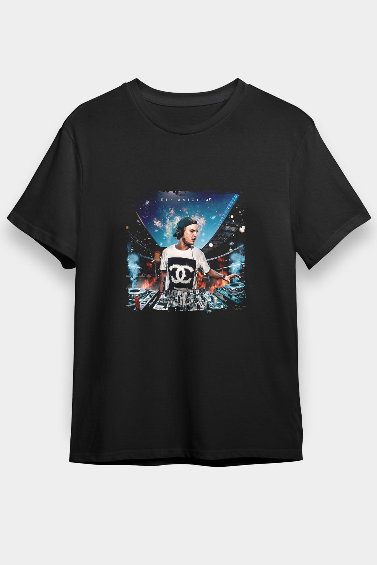 Avicii Baskılı Unisex Siyah Tişört