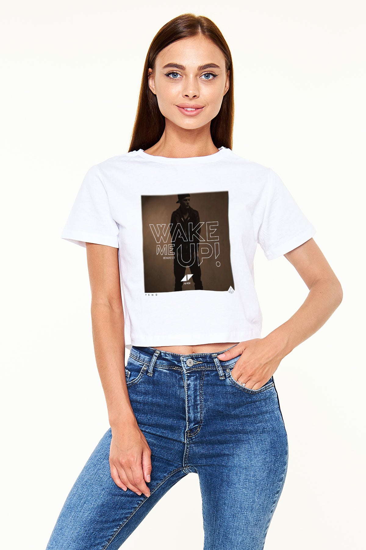 Avicii Beyaz Croptop Tişört