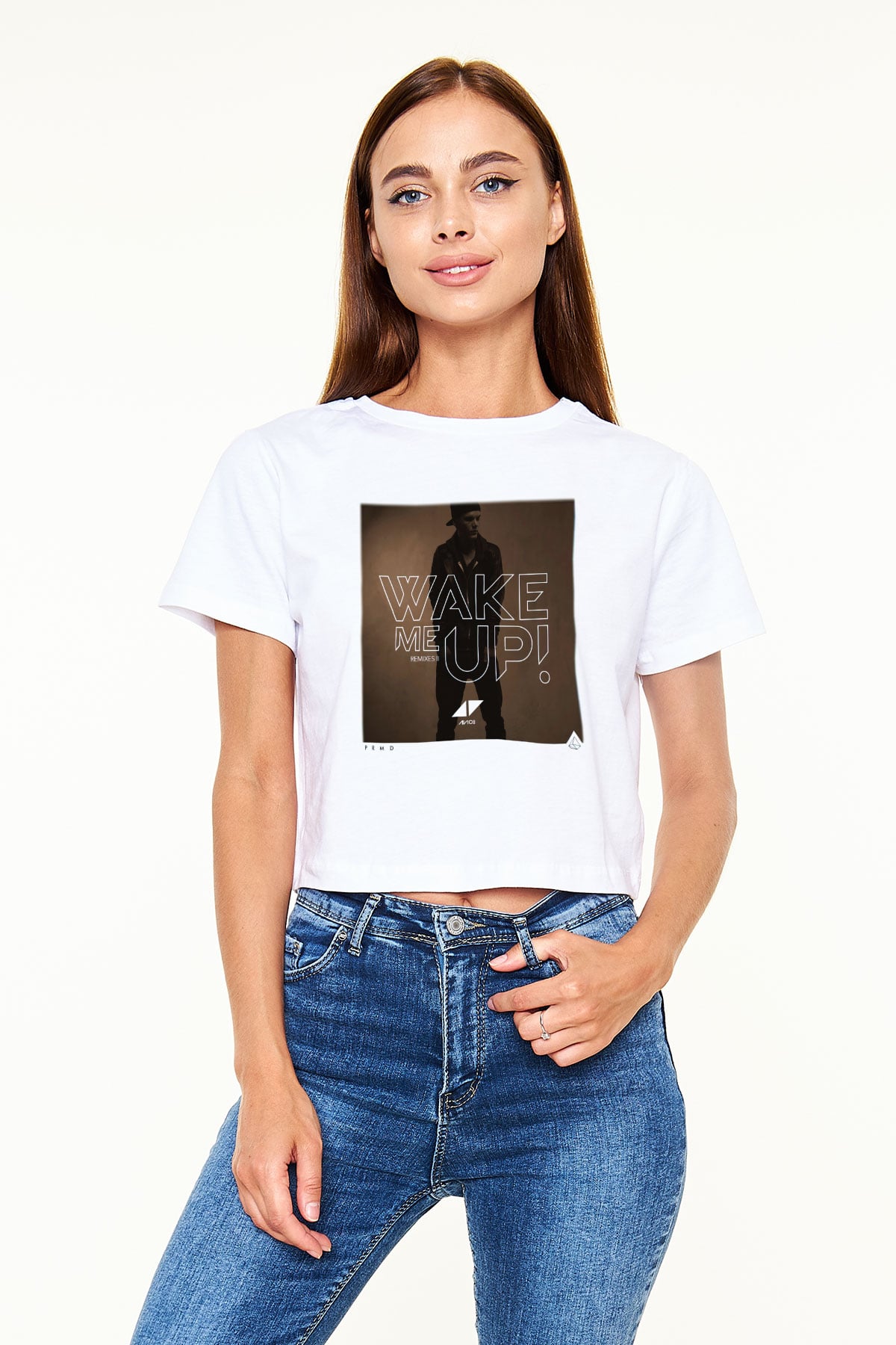 Avicii Beyaz Croptop Tişört