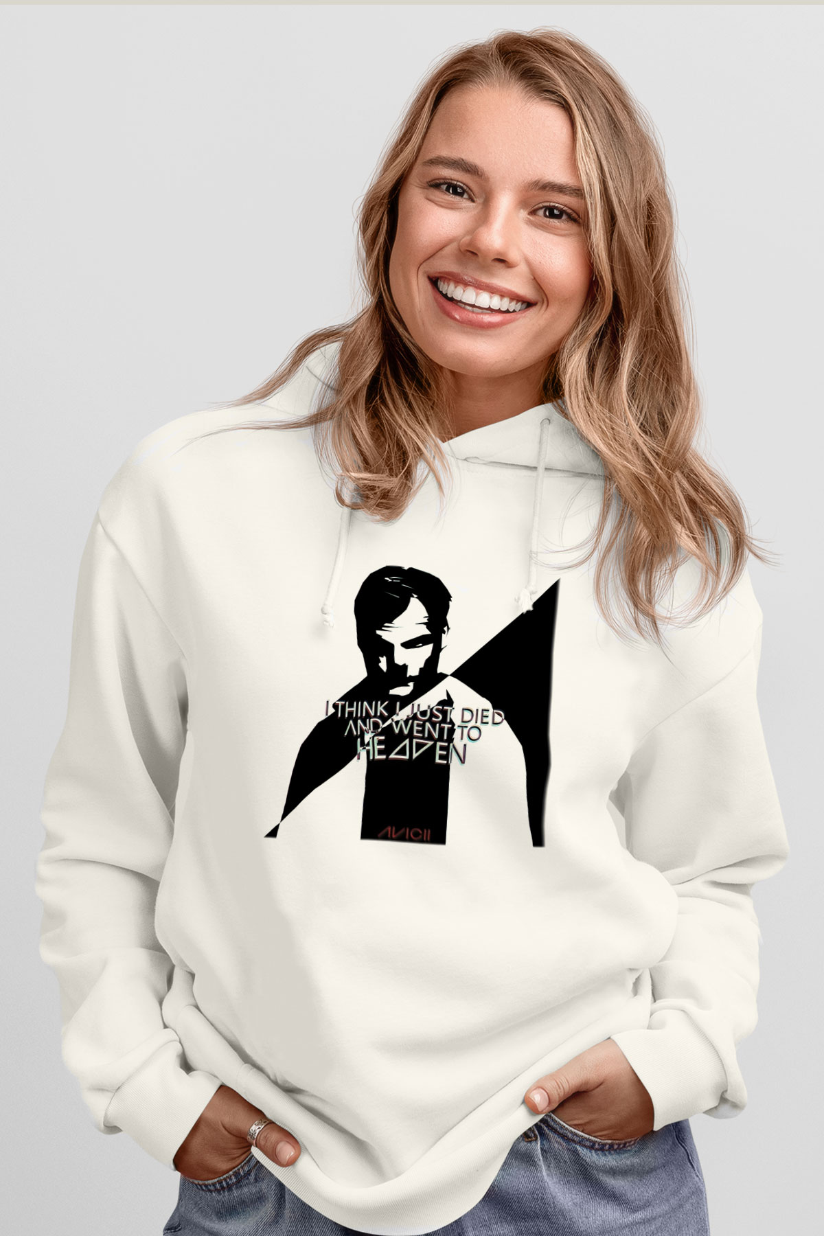Avicii Beyaz Unisex Kapşonlu Sweatshirt