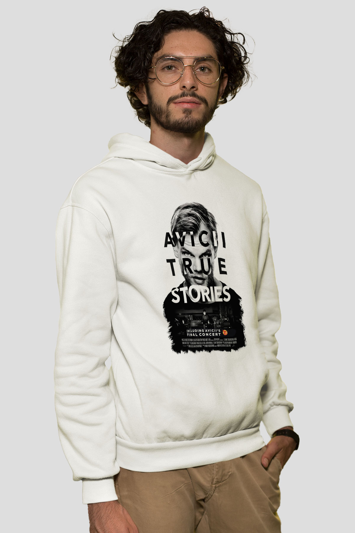 Avicii Beyaz Unisex Kapşonlu Sweatshirt