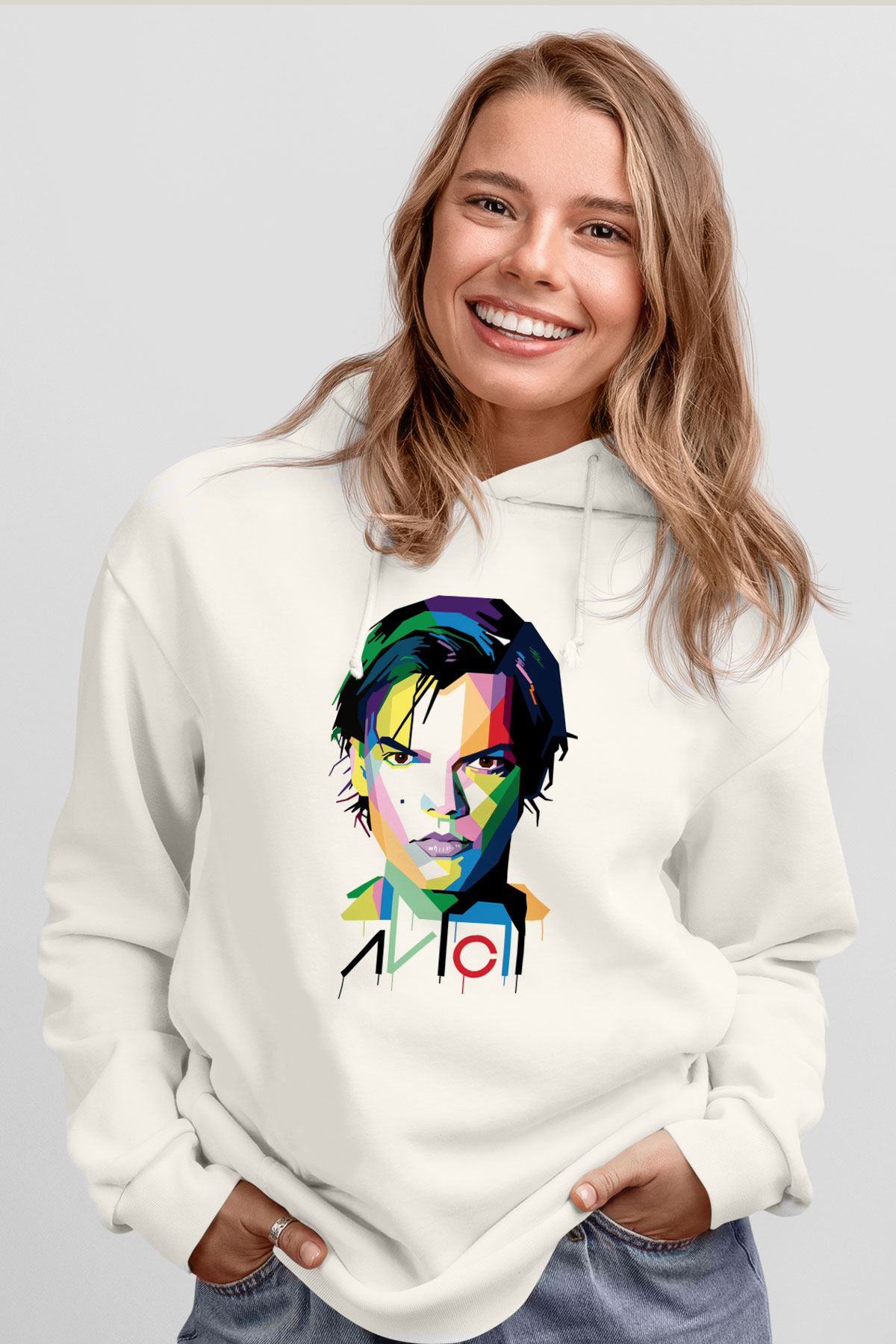 Avicii Beyaz Unisex Kapşonlu Sweatshirt