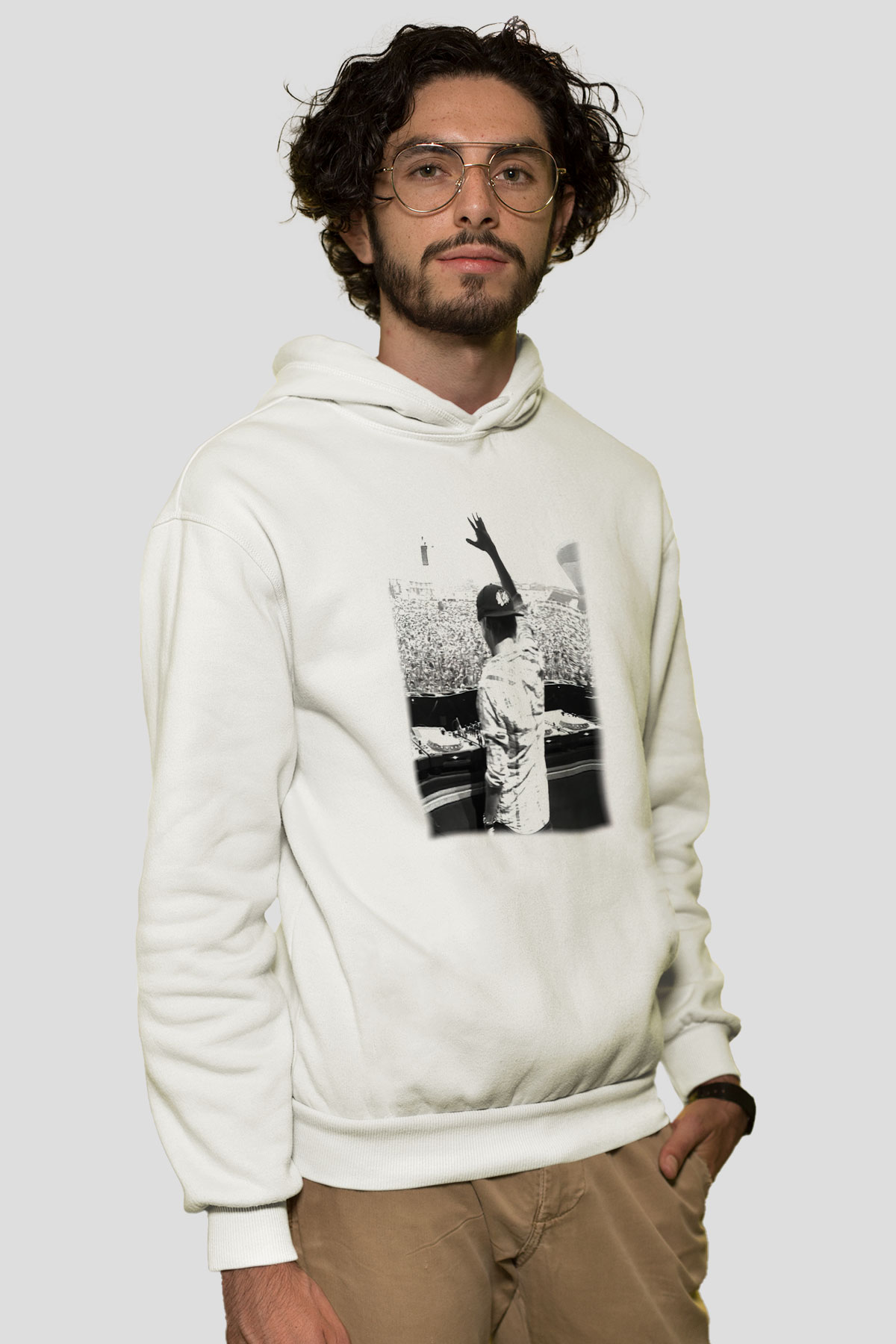 Avicii Beyaz Unisex Kapşonlu Sweatshirt
