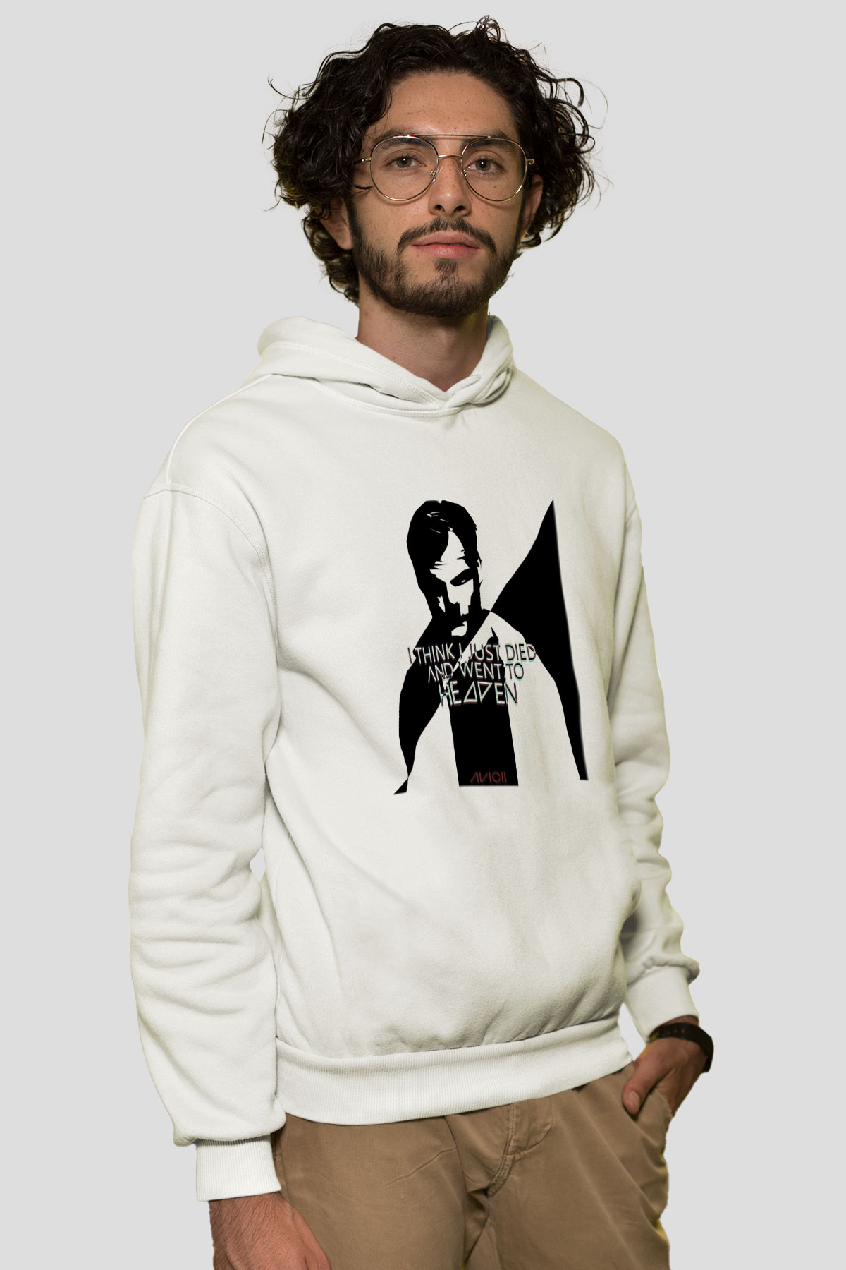 Avicii Beyaz Unisex Kapşonlu Sweatshirt