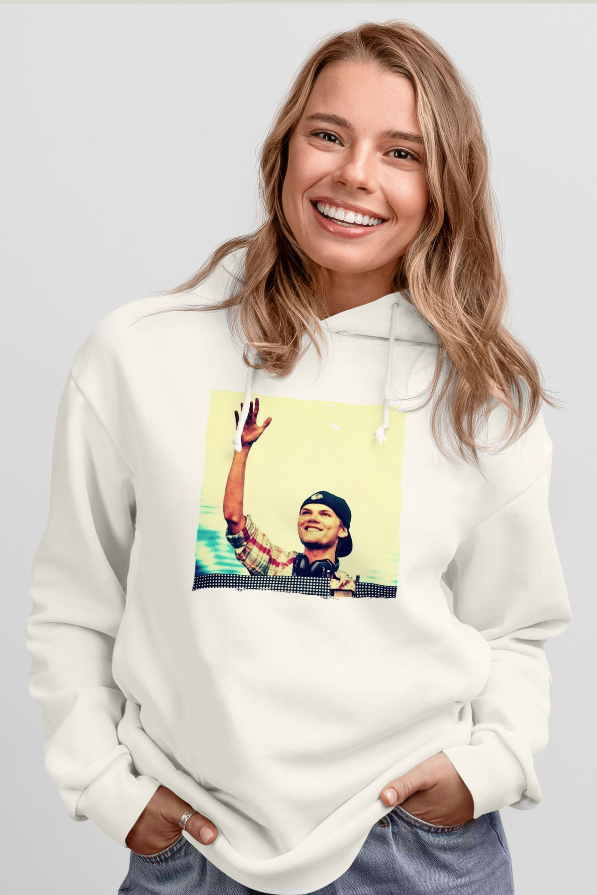 Avicii Beyaz Unisex Kapüşonlu Sweatshirt