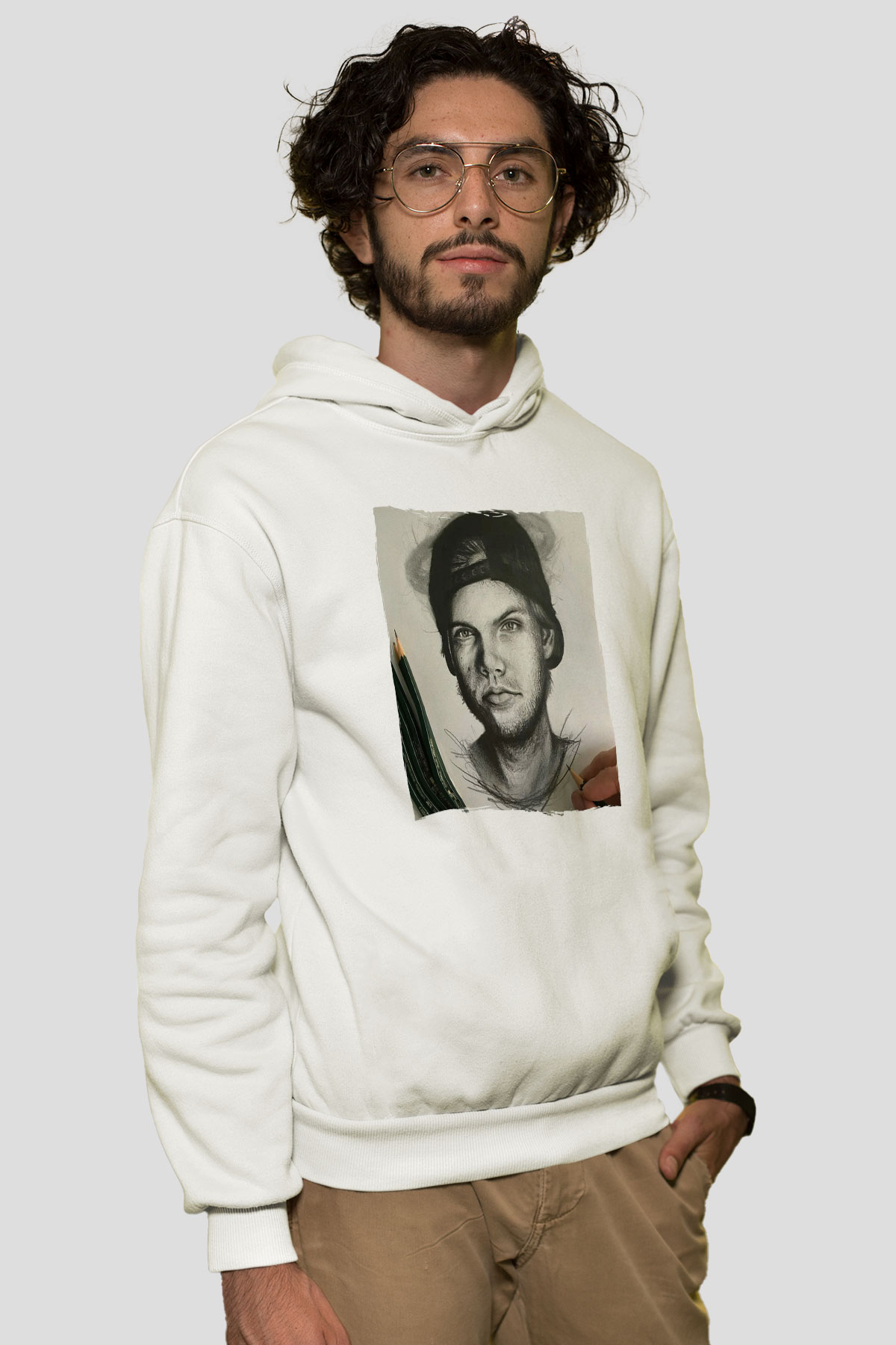 Avicii Beyaz Unisex Kapüşonlu Sweatshirt