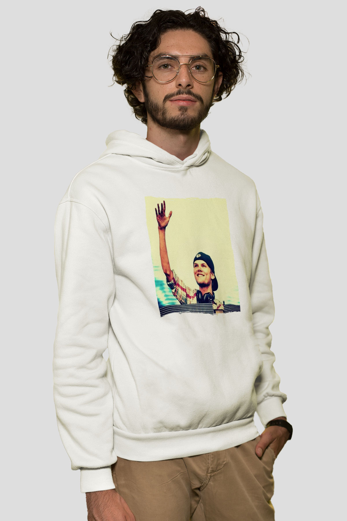 Avicii Beyaz Unisex Kapüşonlu Sweatshirt