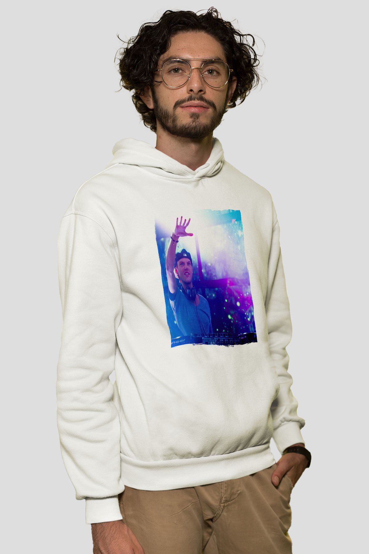 Avicii Beyaz Unisex Kapüşonlu Sweatshirt