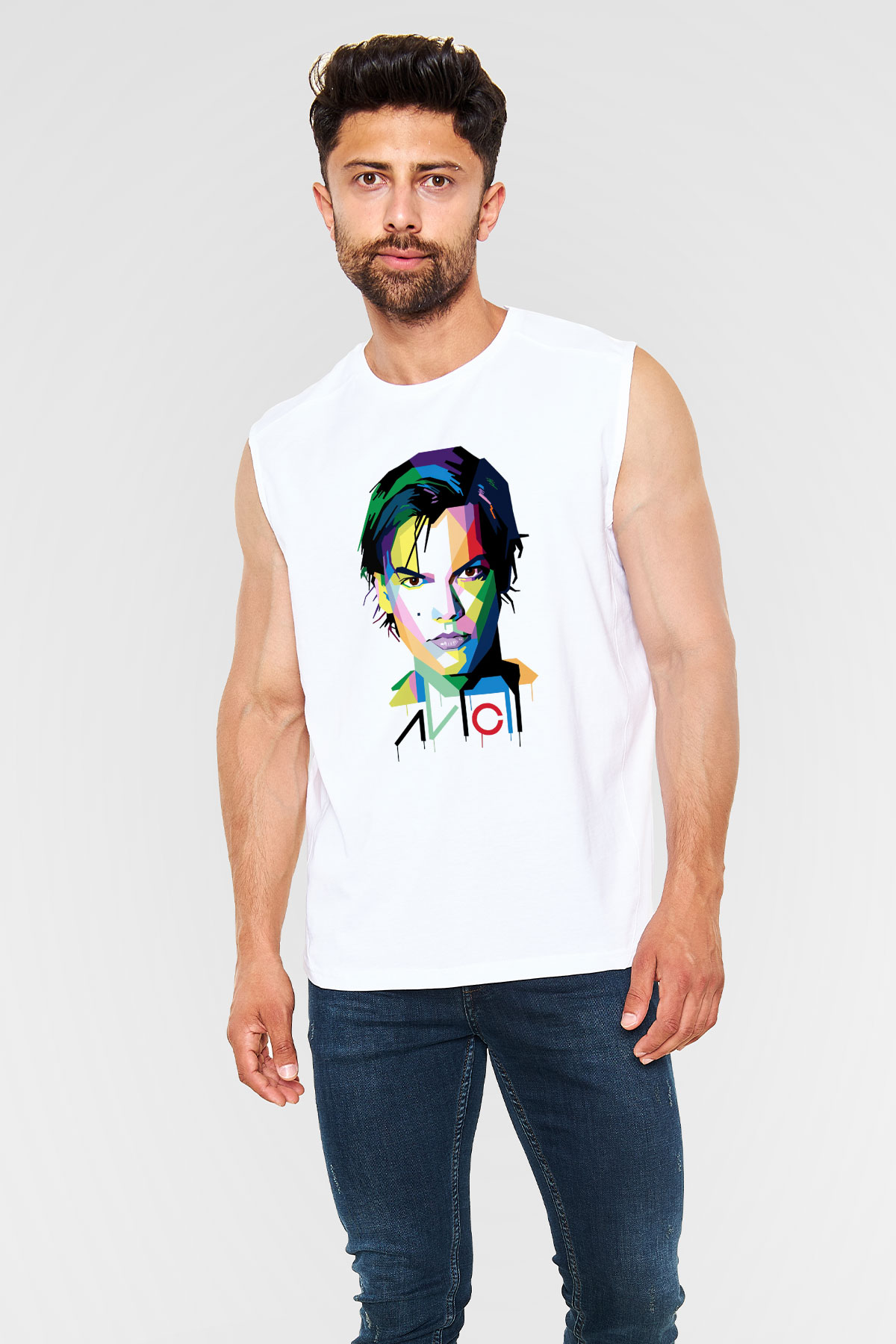 Avicii Beyaz Unisex Kolsuz Tişört