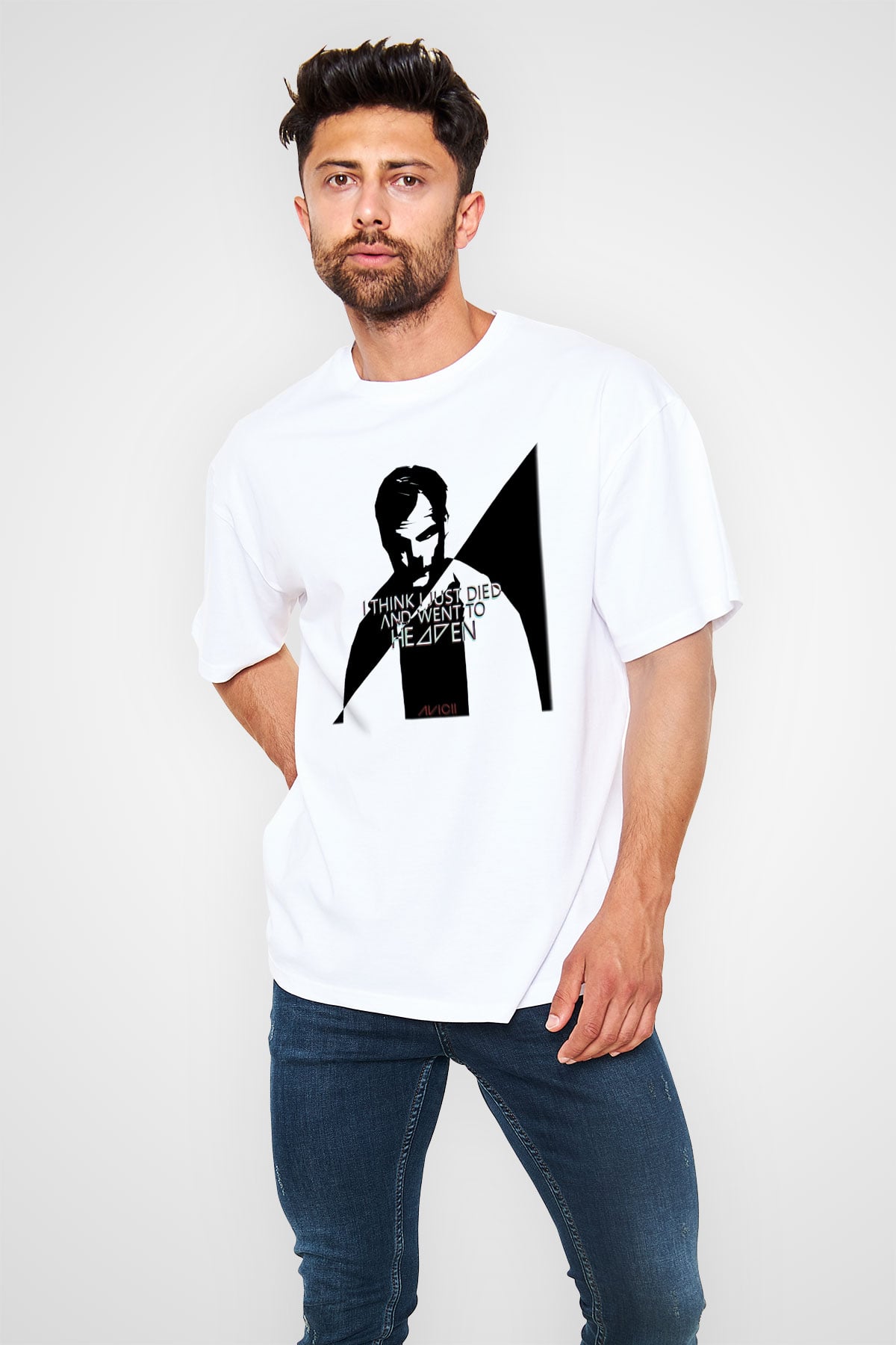 Avicii Beyaz Unisex Oversize Tişört T-Shirt