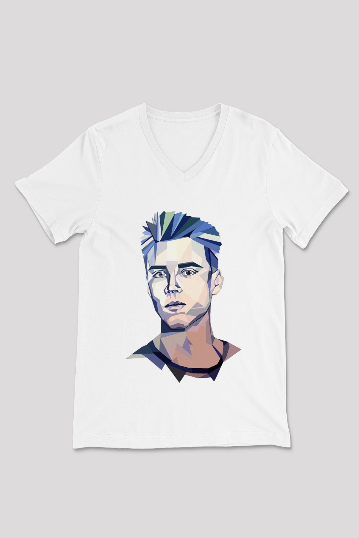 Avicii Beyaz Unisex V Yaka Tişört