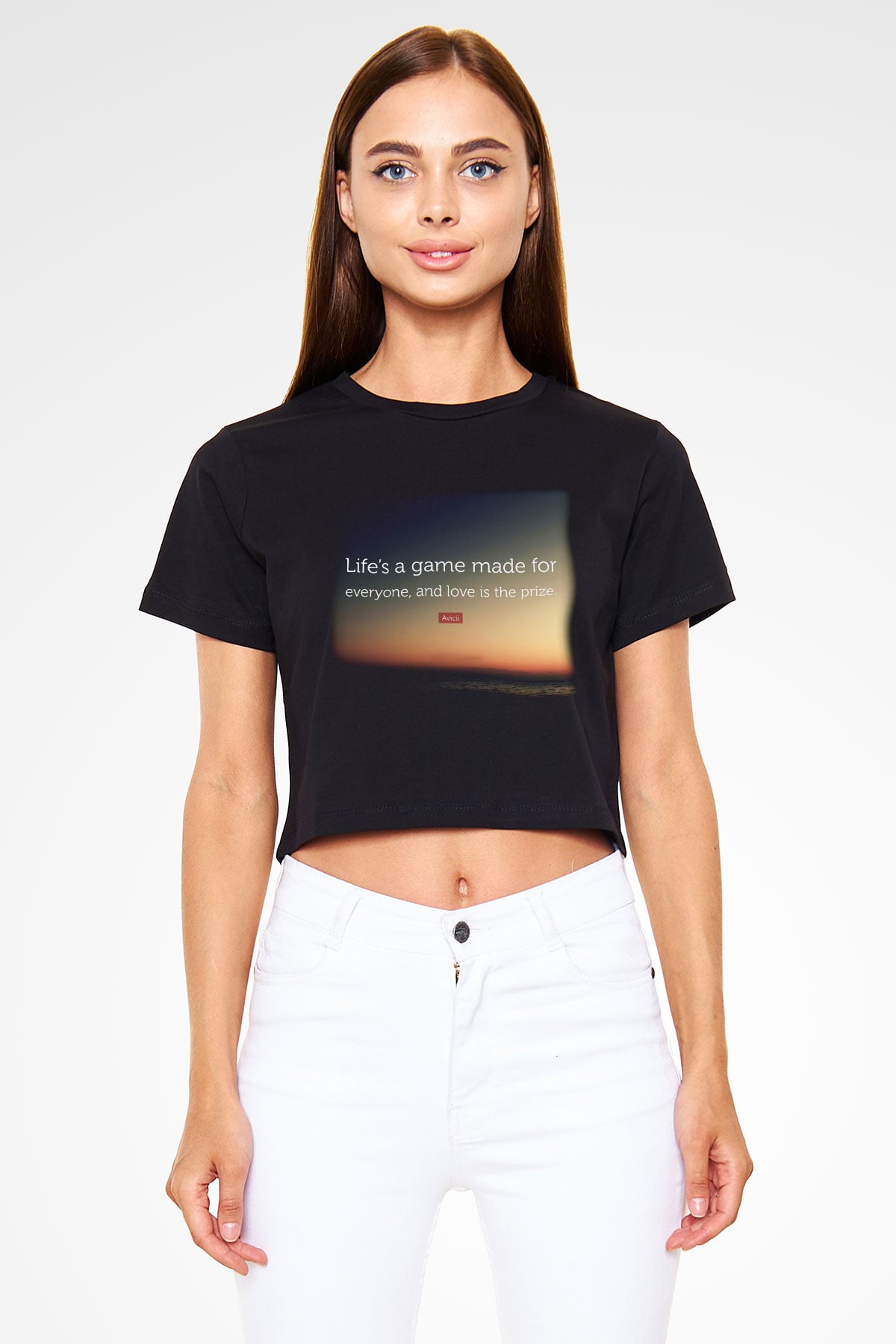 Avicii Siyah Crop Top Tişört