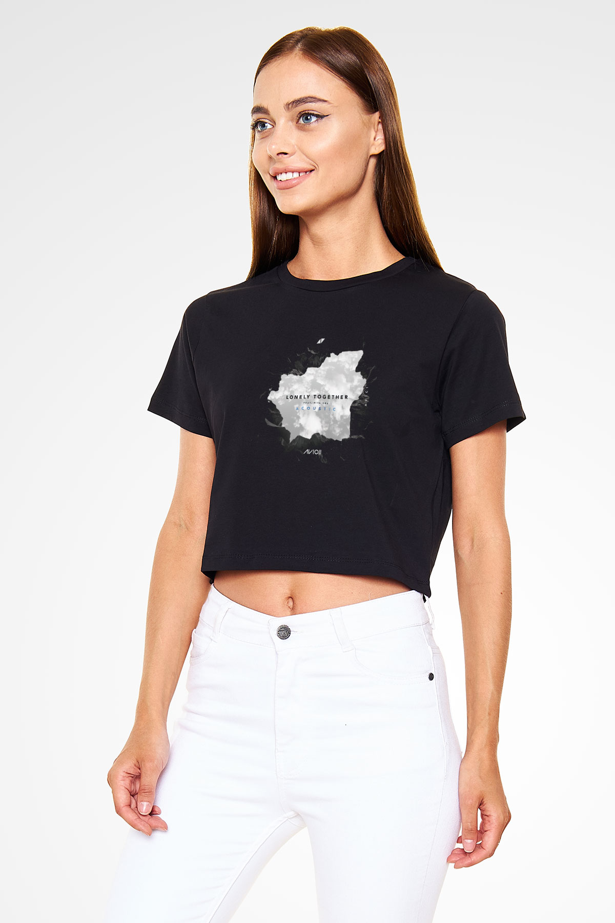 Avicii Siyah  Crop Top Tişört