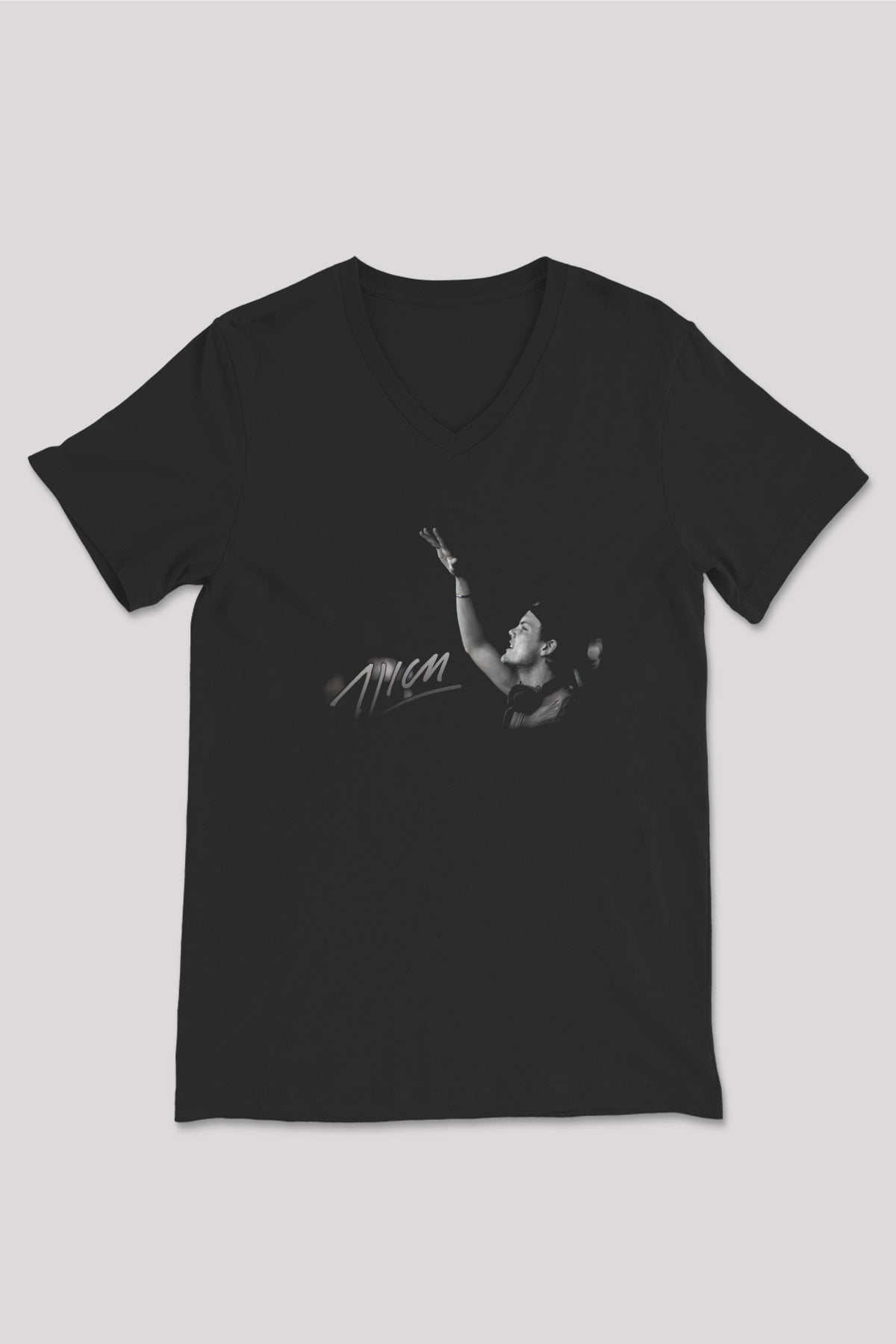 Avicii Siyah Unisex V Yaka Tişört