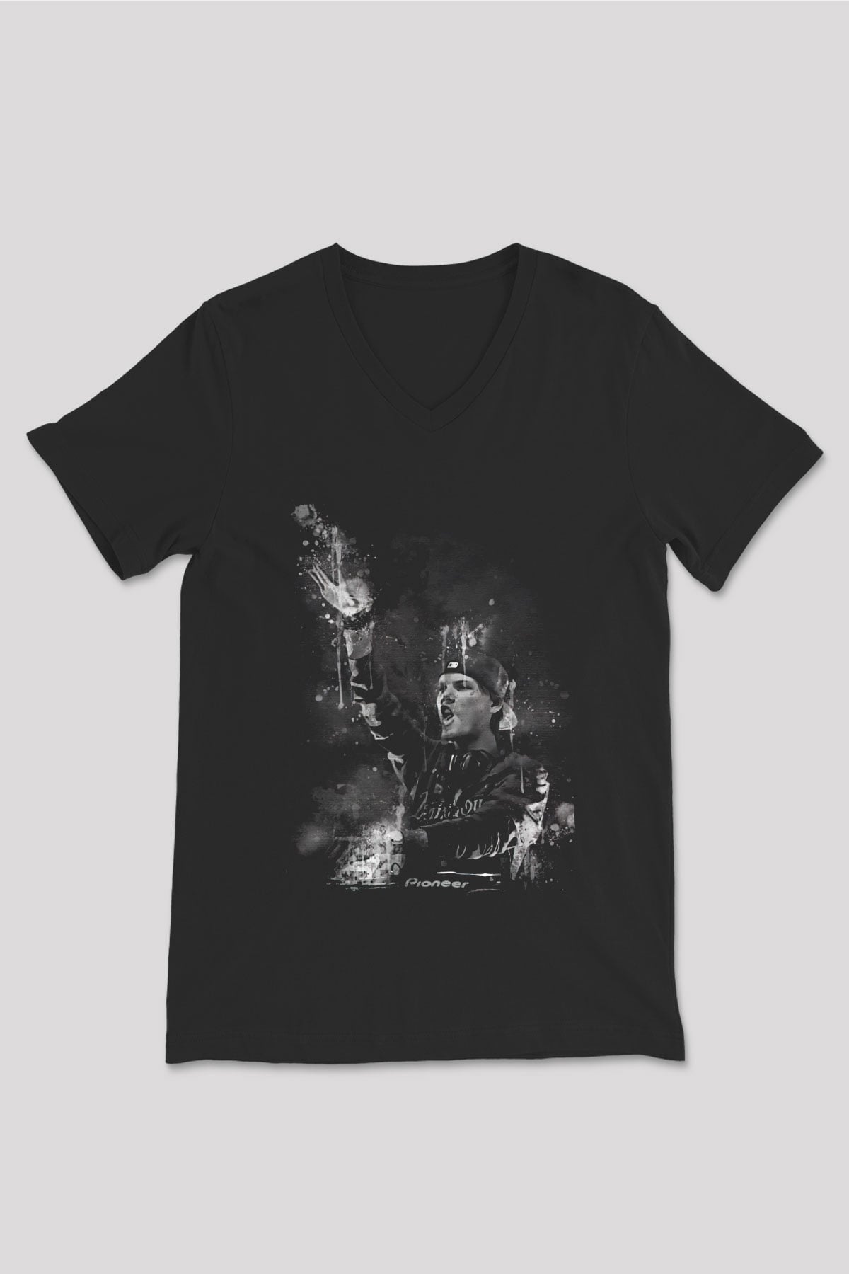Avicii Siyah Unisex V Yaka Tişört