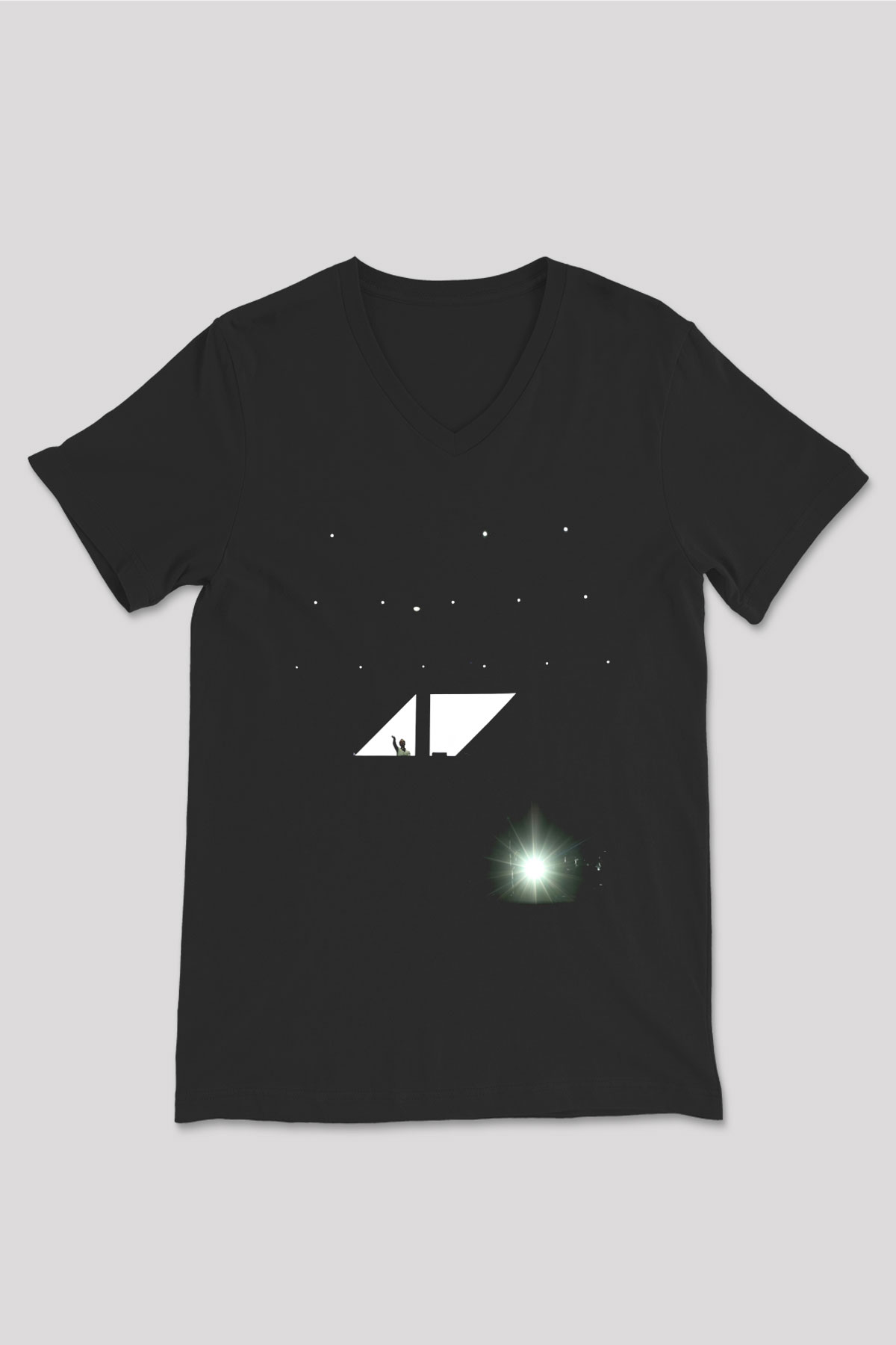 Avicii Siyah Unisex V Yaka Tişört T-Shirt