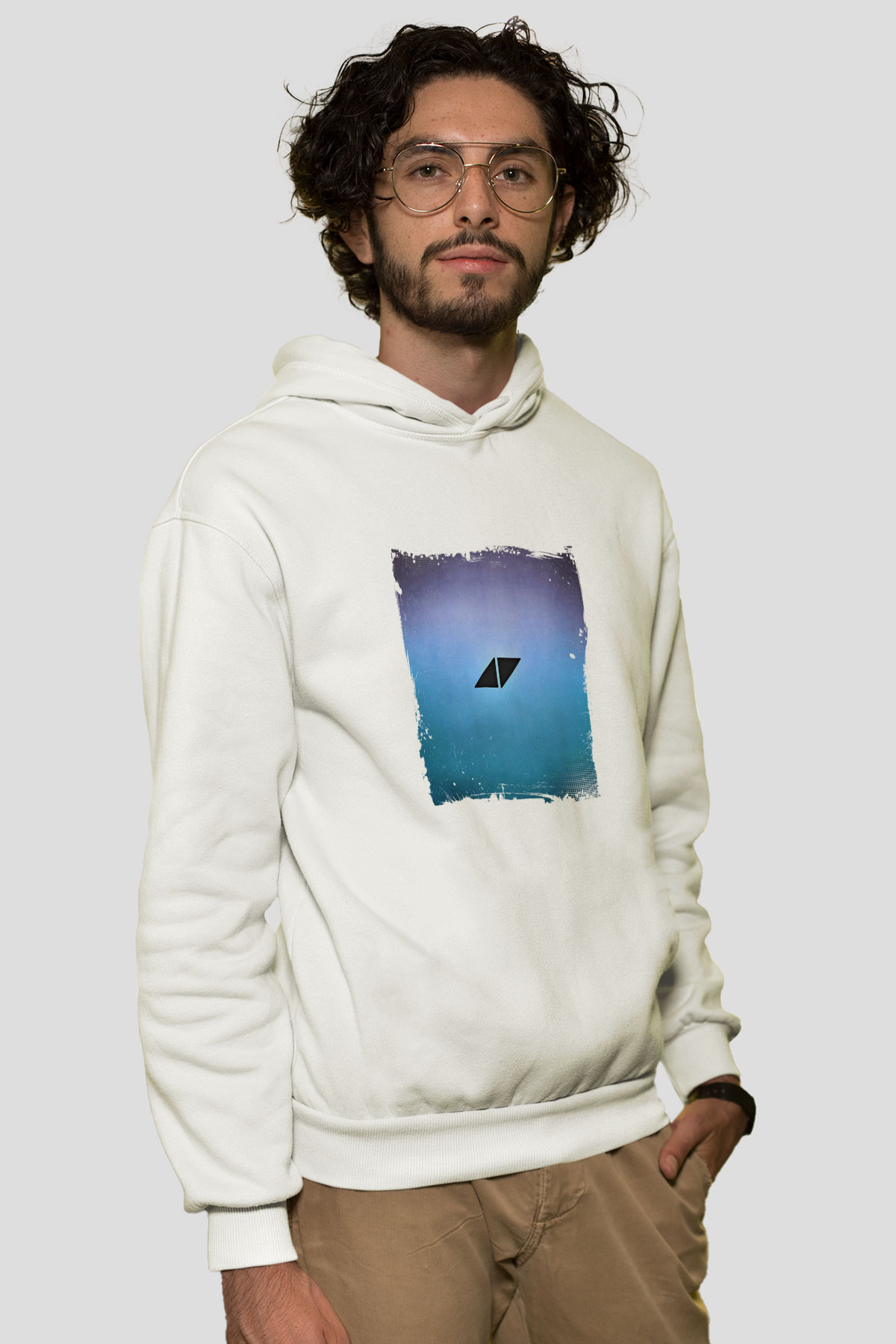 AviciiBaskılı Beyaz Hoodie