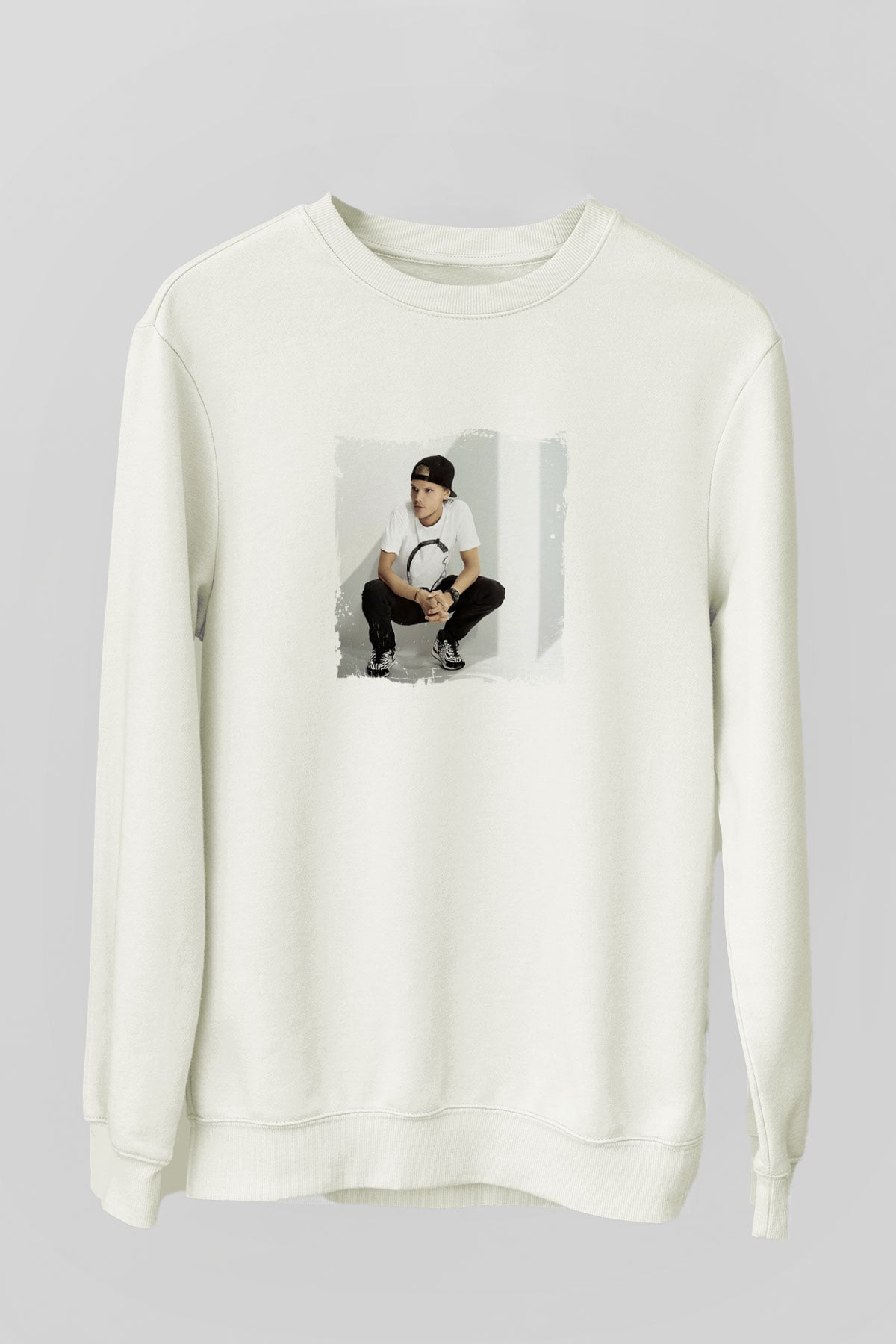 AviciiBaskılı Beyaz Sweatshirt