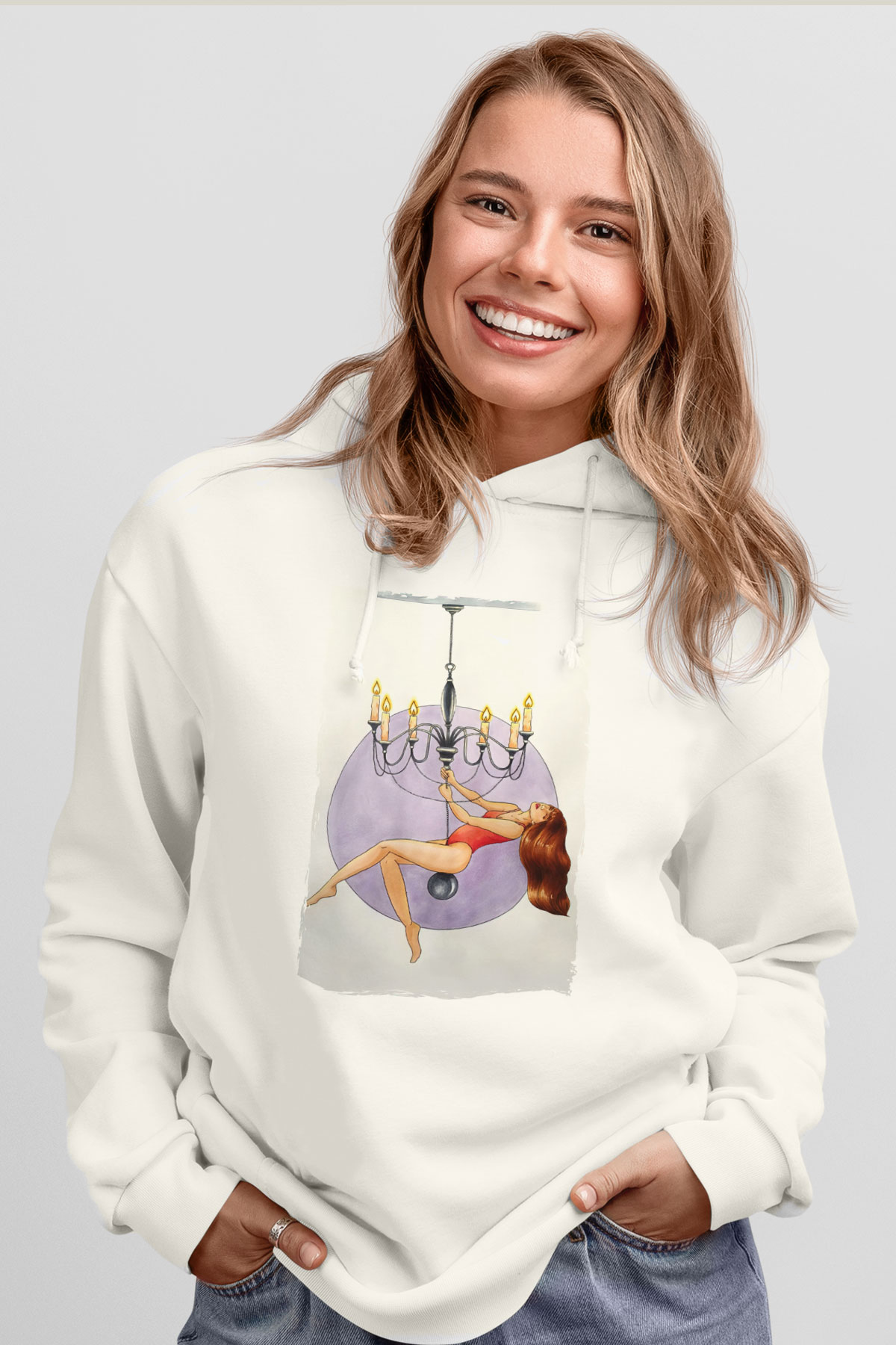 Avizeci Beyaz Unisex Kapüşonlu Sweatshirt