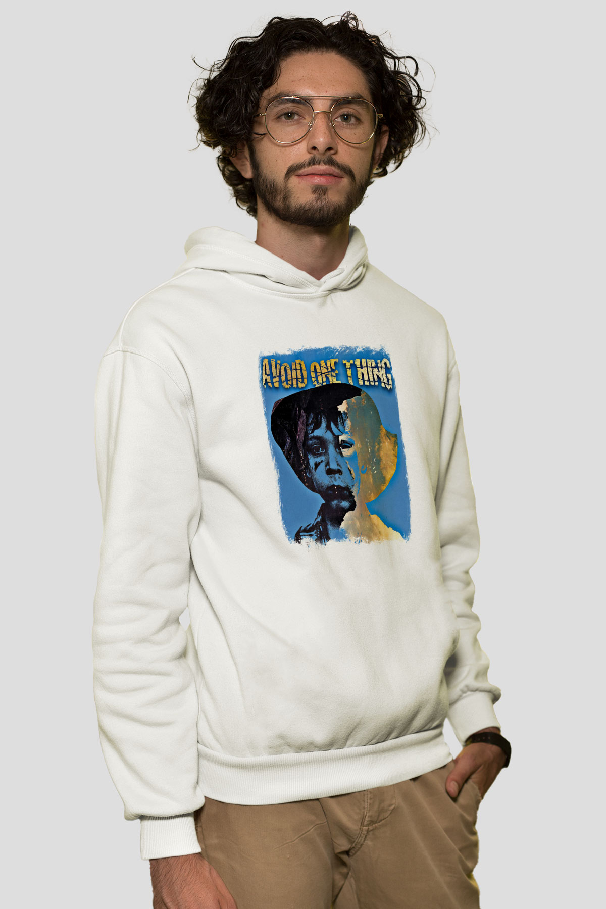 Avoid One Thing Baskılı Unisex Beyaz Hoodie